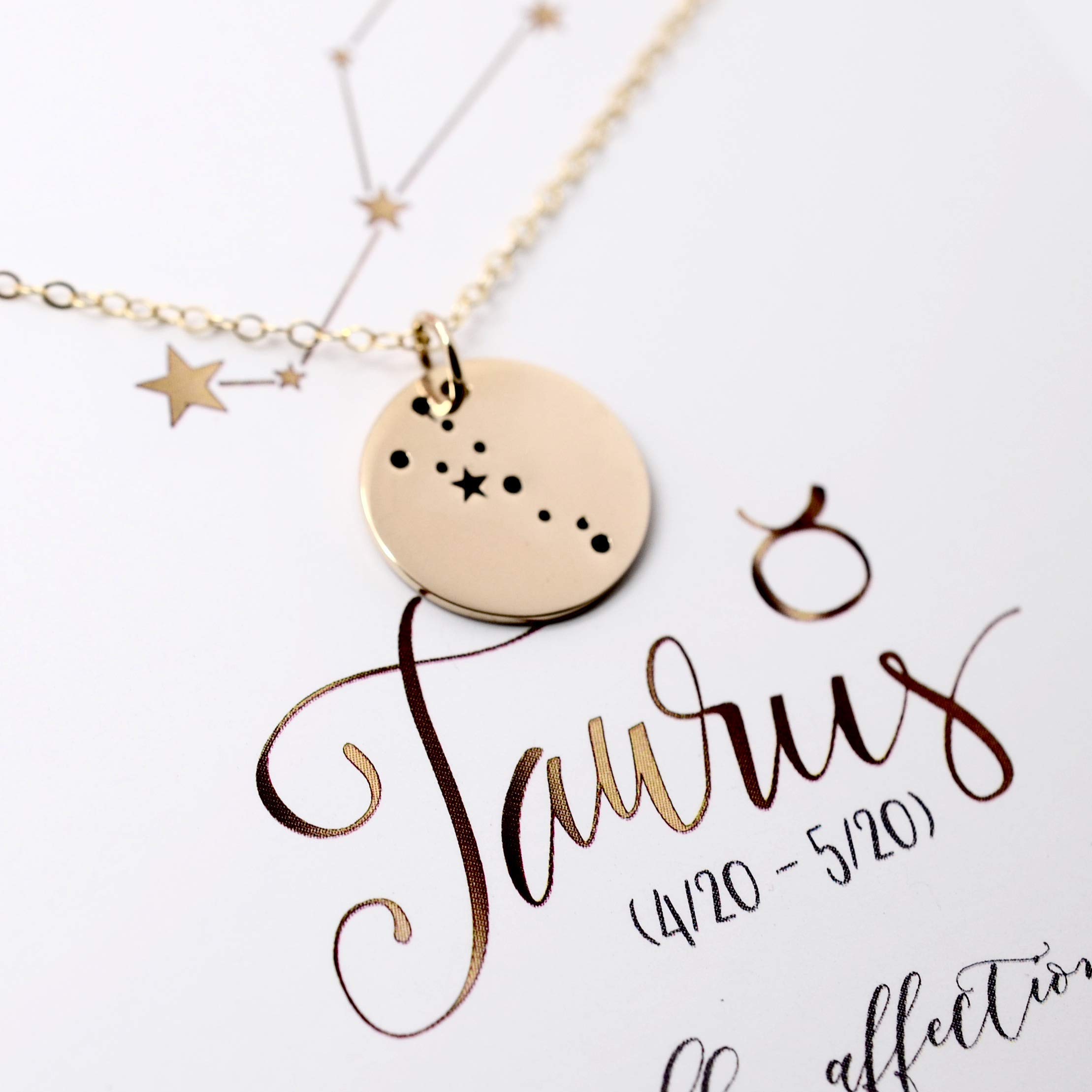14K Gold Taurus Zodiac Necklace - Perfect Gift for Her & Astrology Lovers