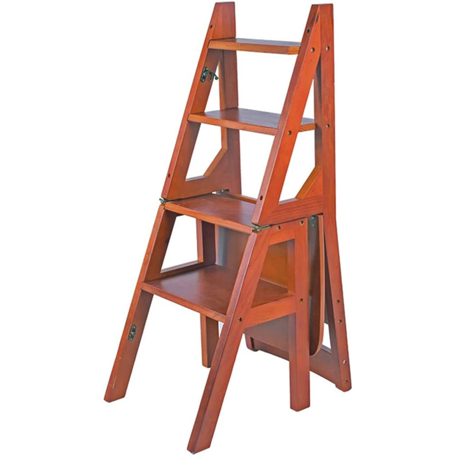 XHALERY Wooden Folding Step Stool - Portable Multifunctional Ladder Stool for Home, Library, Kitchen, and Office Use - Compact Step Stool with Non-Slip Surface for Safe Climbing and Storage