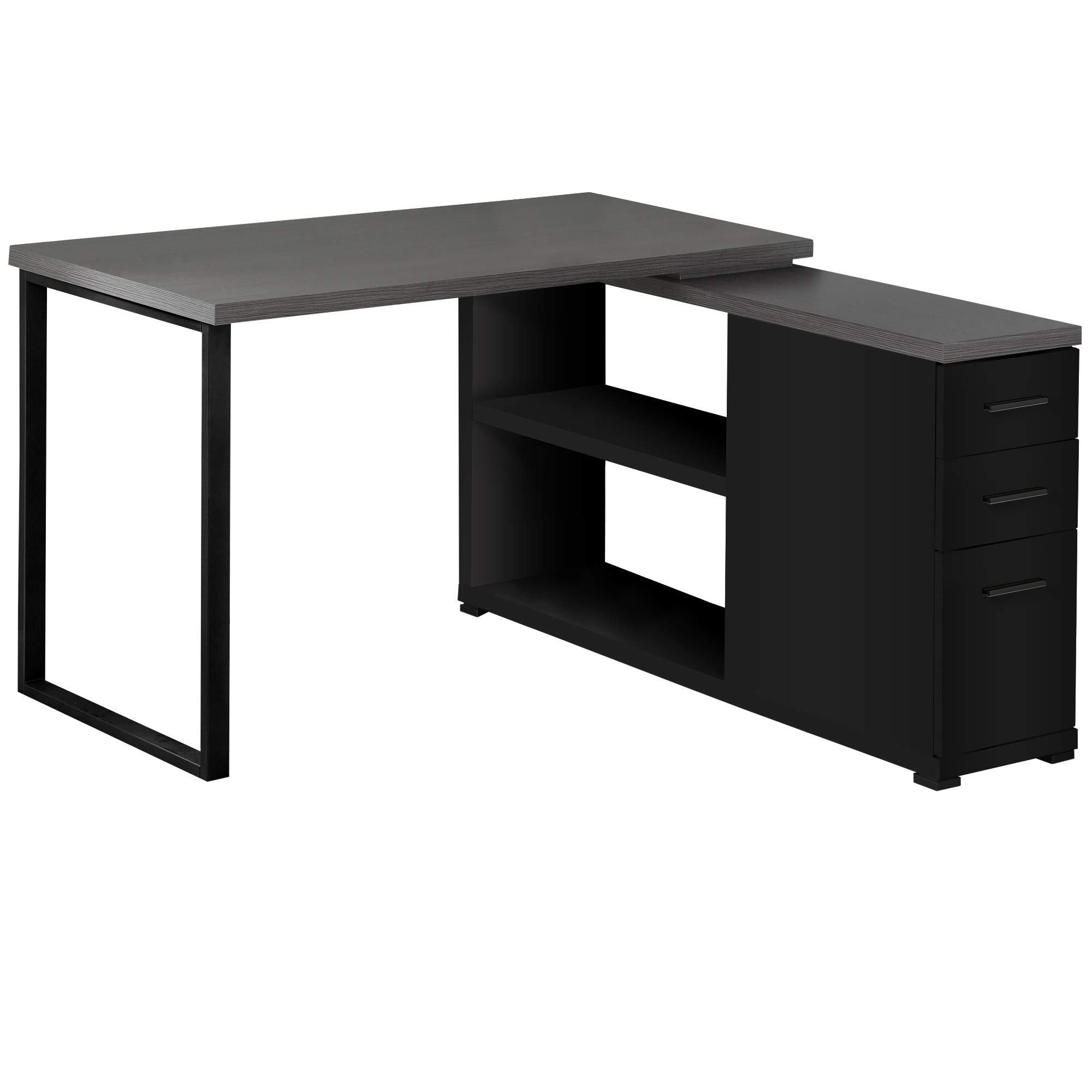 Ergonomic L-Shaped Computer Desk with Black/Grey Top - Left or Right Facing Corner Desk for Home Office, Gaming & Study Workspace