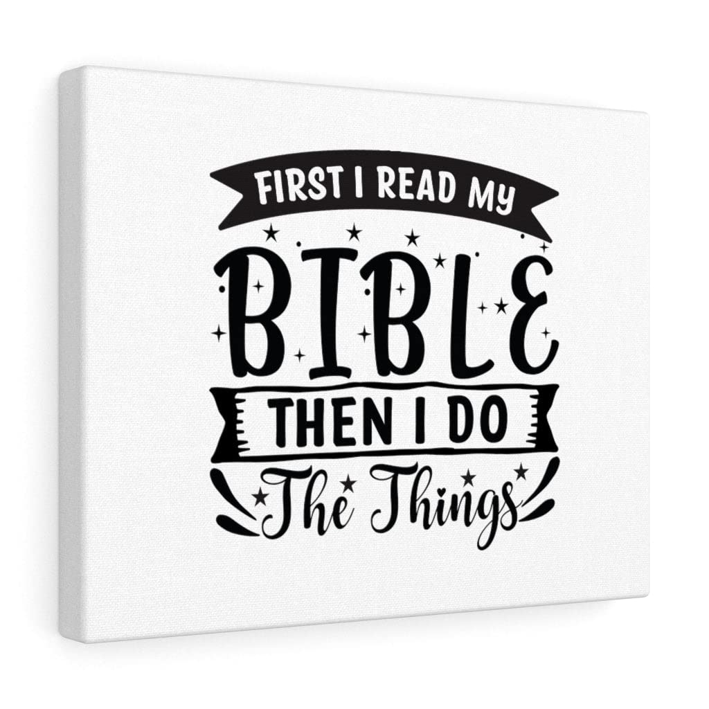 Christian Wall Art - Bible Verse Print 'First, I Read My Bible' Scripture Wall Decor - Ready to Hang Inspirational Gift for Home, Church & Office