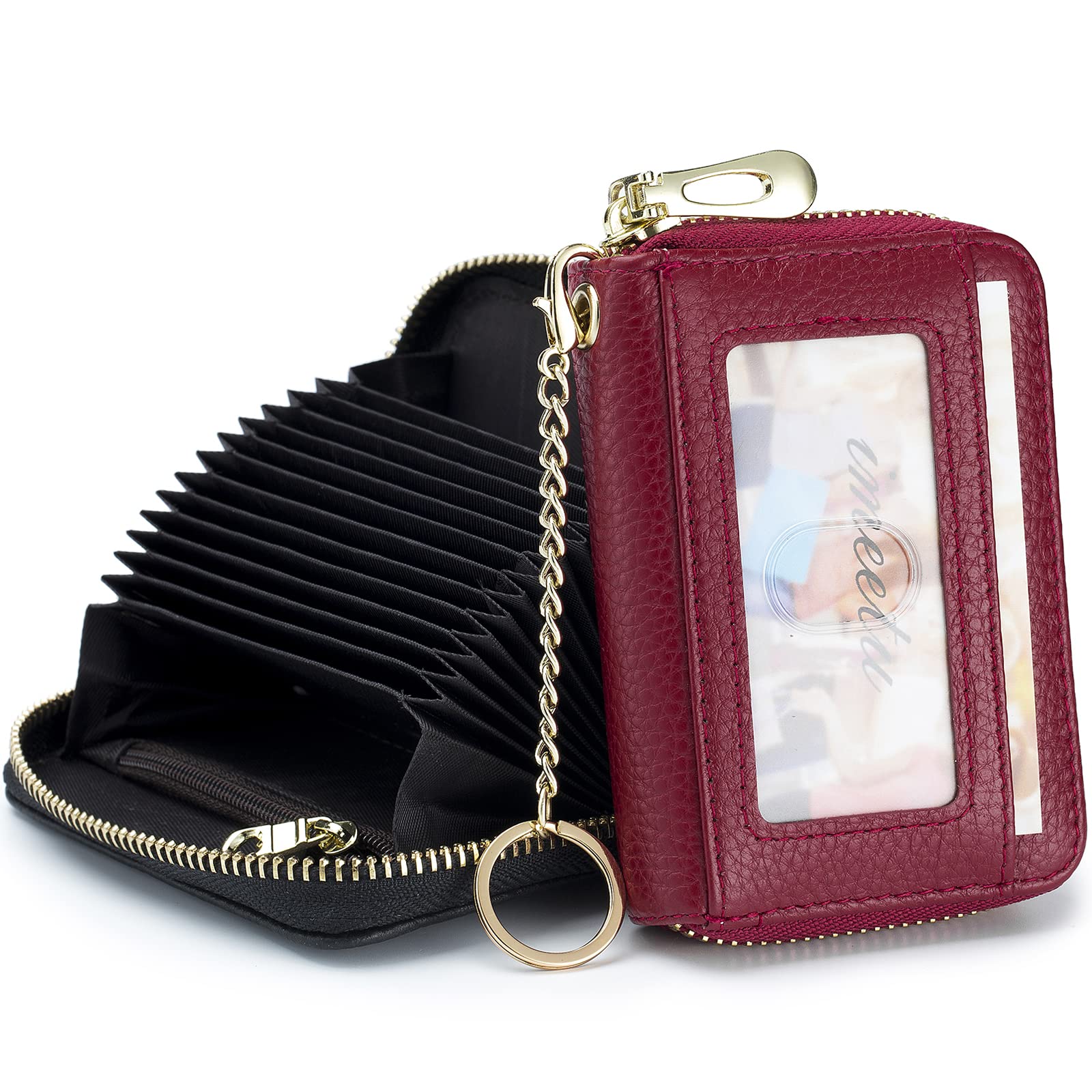 imeetu RFID Blocking Credit Card Holder (2-Pack) - Slim Wallet with Removable Keychain & ID Window - Perfect for Travel, Business & Everyday Use