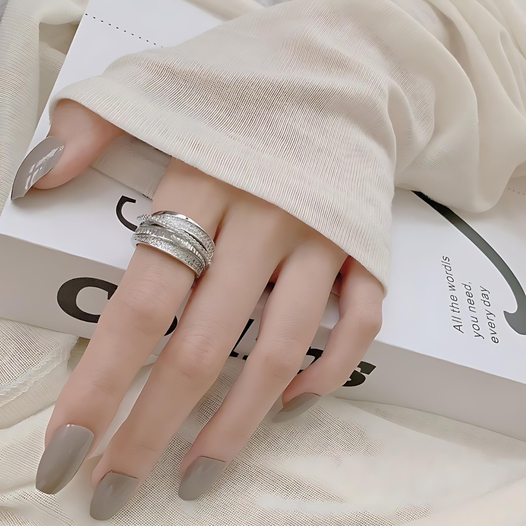 Layered Zircon Stackable Wide Band Ring for Women - Elegant Multi-Layer Design, Perfect for Stacking, Gift Giving & Everyday Wear (HR769)