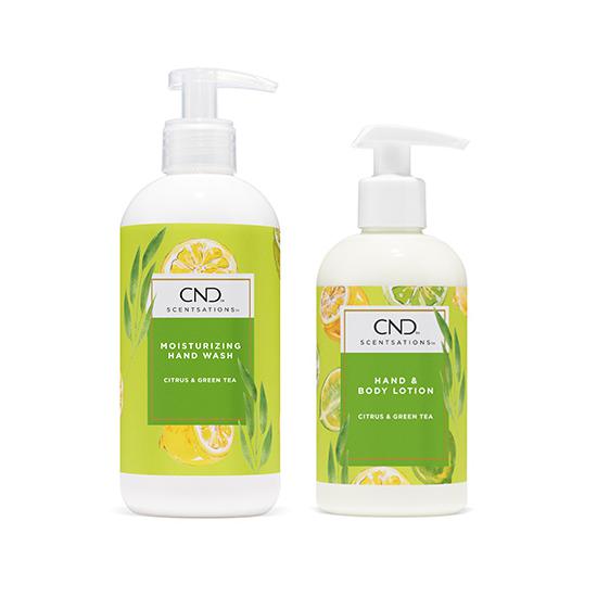 CND Scentsations Citrus & Green Tea Hand Wash Lotion Duo Set - Refreshing & Moisturizing Hand Soap for Bathroom, Kitchen & Office Use