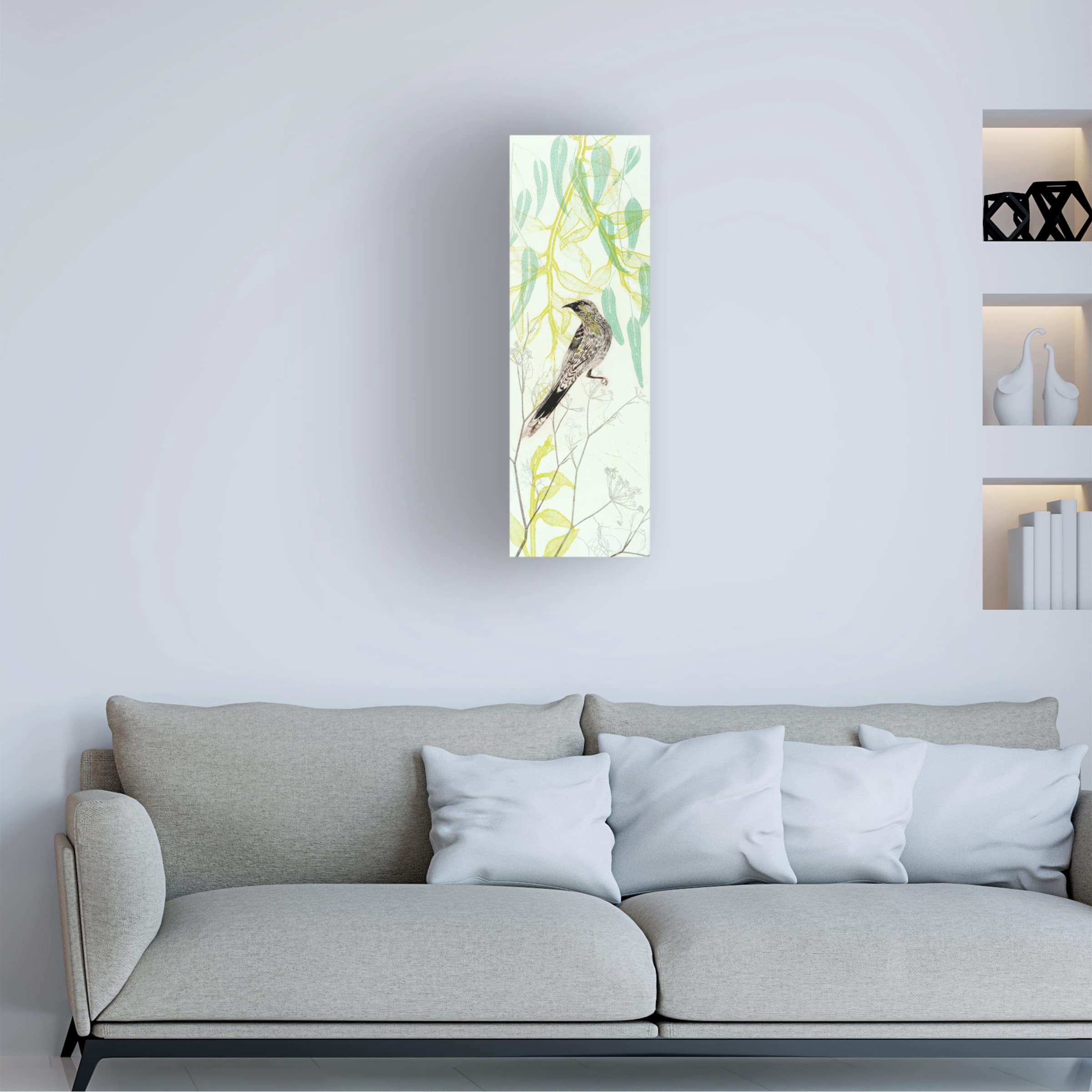 Trademark Fine Art 'Eager To Fly Wattlebird' Canvas Wall Art by Trudy Rice - Australian Wildlife Painting for Living Room & Office Decor