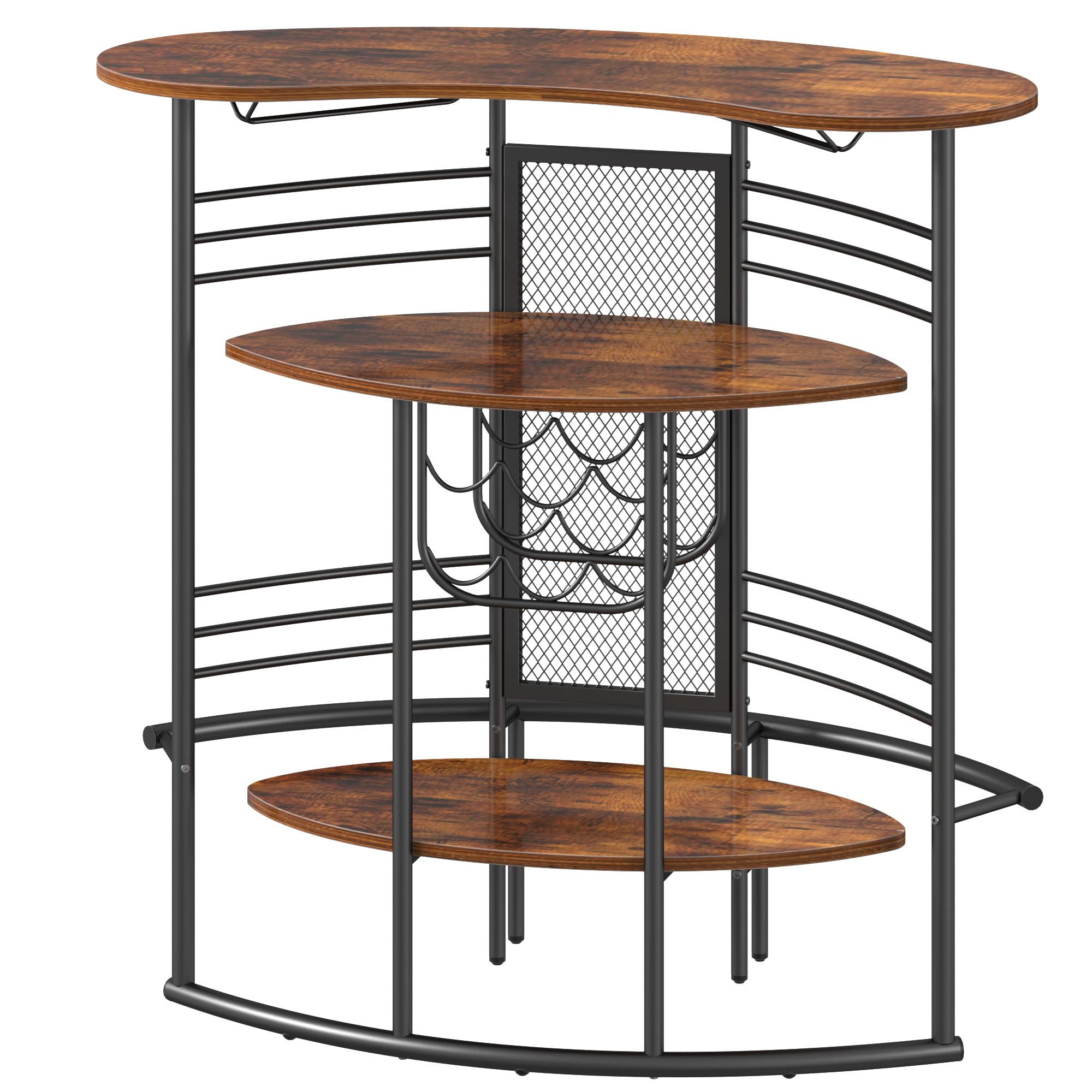 Modern Industrial Bar Cabinet with Storage Shelves - Freestanding Wood Liquor Cabinet for Home, Kitchen, Living & Dining Room - Perfect for Entertaining, Small Space Storage & Home Bar Setup (Brown)
