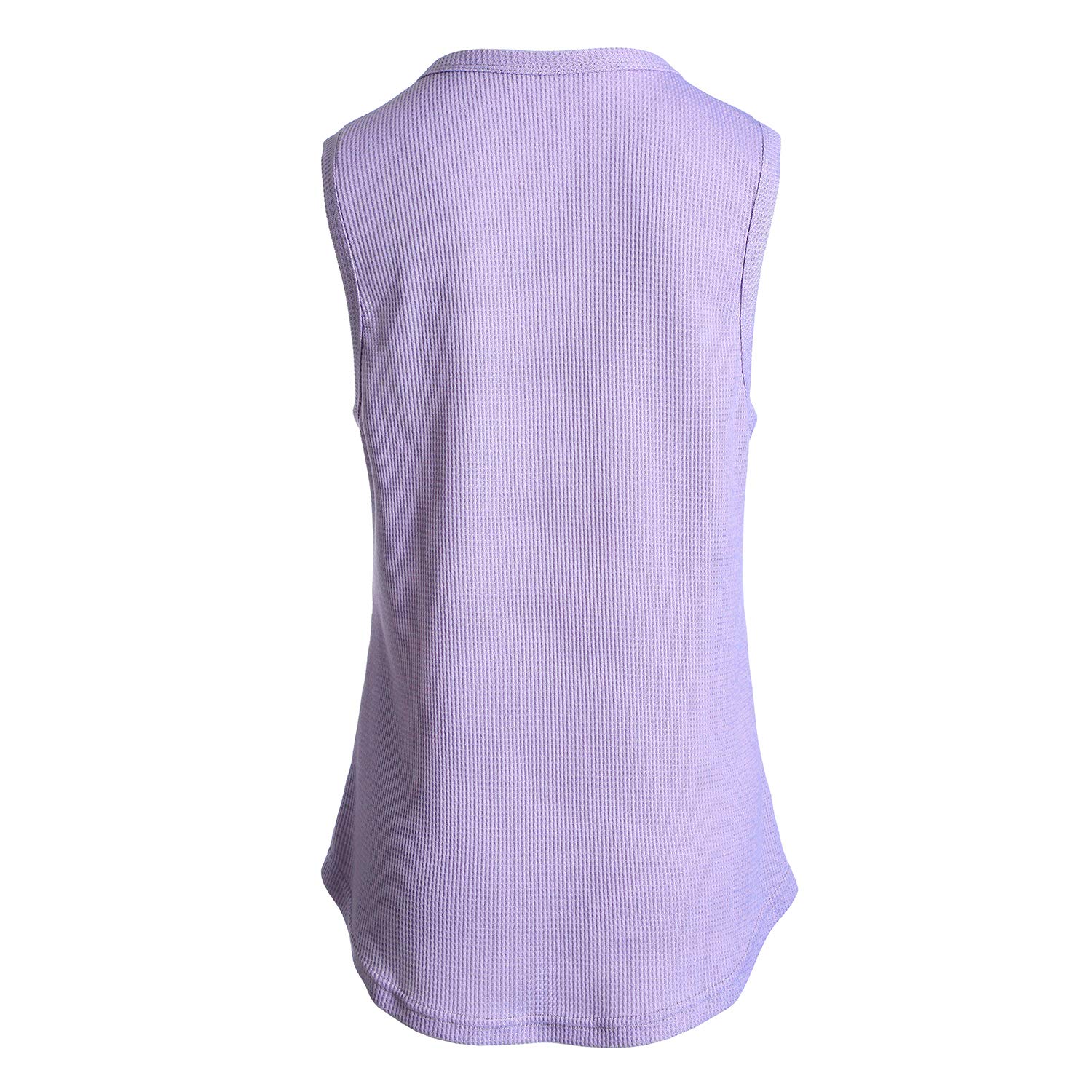 Famulily Women's Flowy Waffle Knit Tank Top - Loose Fit Button Up V-Neck Henley Shirt for Summer, Casual Wear & Layering
