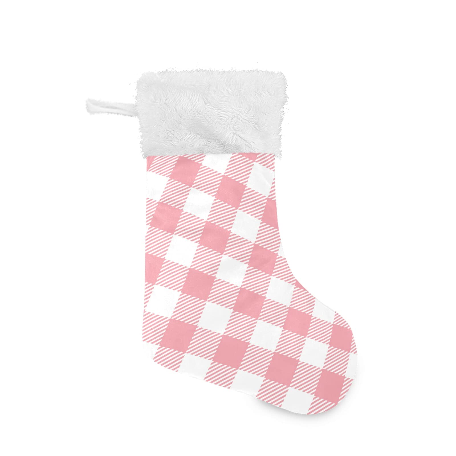 Personalized Pink Buffalo Plaid Christmas Stockings with Snowflake Design - 18 Inch Large Holiday Stockings for Xmas Decor, Family Party, Fireplace Mantel & Festive Gift Giving (Set of 2)