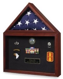 Military Flag and Medal Display Case - Wooden Shadow Box for American Flags, Medals & Memorabilia - Perfect for Veterans, Home Decor, and Patriotic Gifts