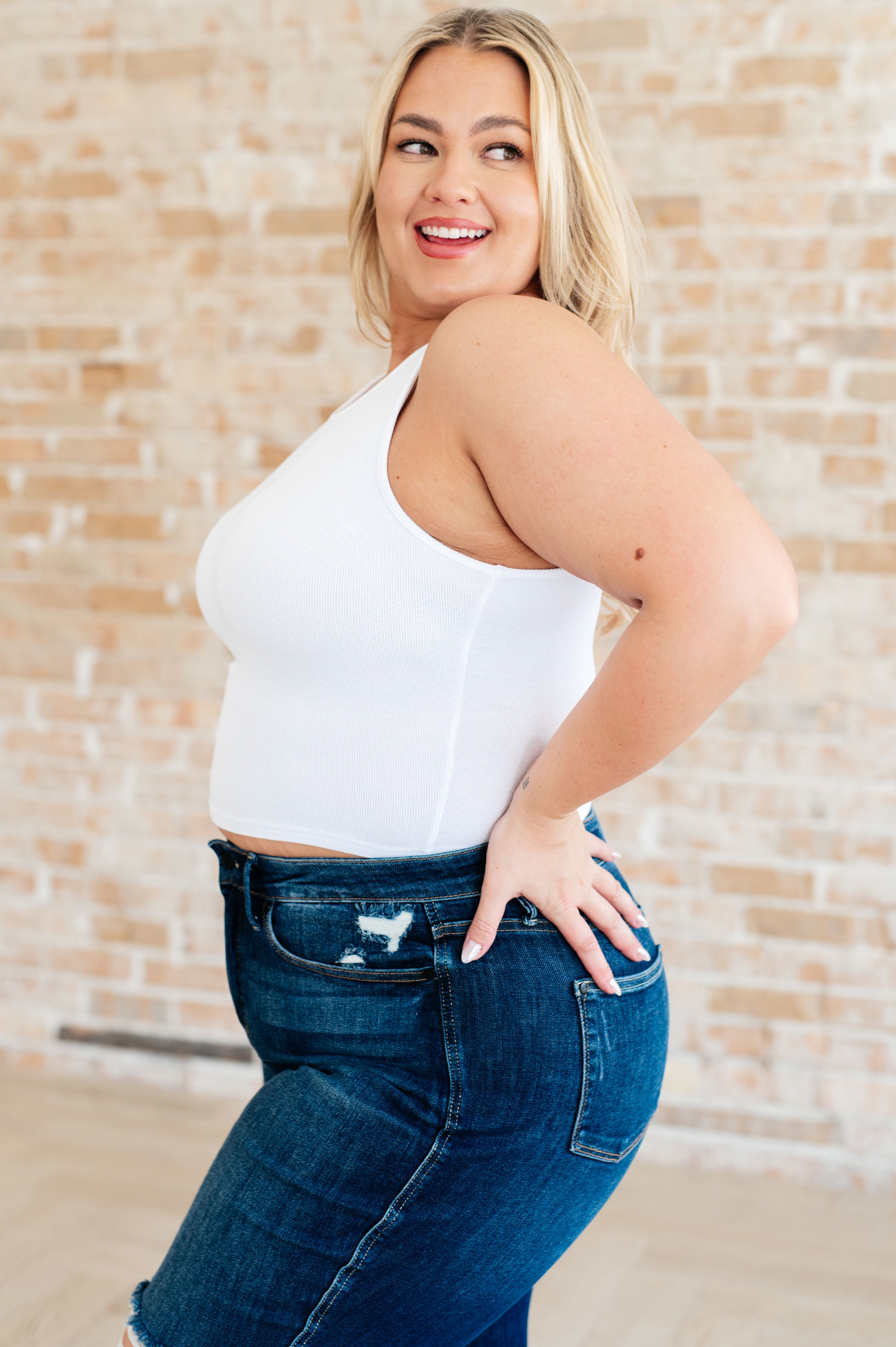 Premium Rib Knit Tank Top for Women - Soft White Cotton Blend Summer Top | Casual Wear, Layering, Beach Outfits & Yoga Essentials