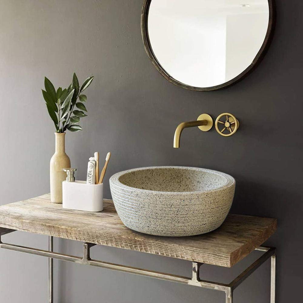 Handmade Ceramic Vessel Sink - Art Porcelain Countertop Basin for Bathroom Vanity, Above Counter Wash Basin | Perfect for Modern & Farmhouse Bathroom Decor