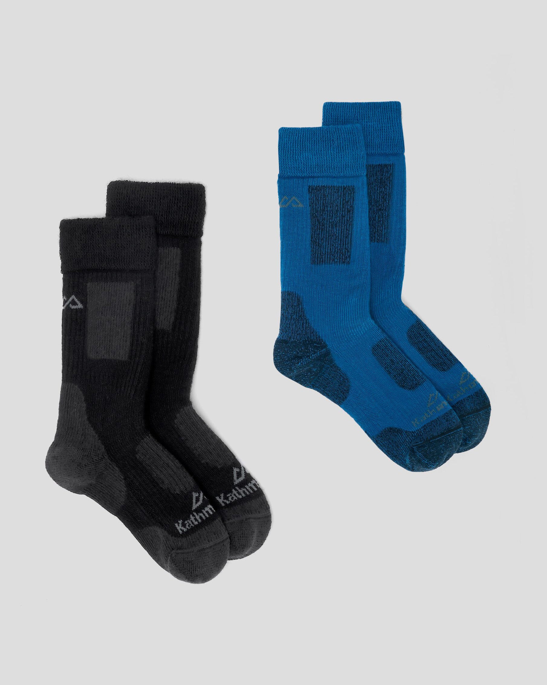 Kids' Thermal Socks 2-Pack - Black & Navy Blue for Winter Warmth | Cozy Cold Weather Socks for Boys & Girls | Perfect for Snow Boots, School & Outdoor Activities