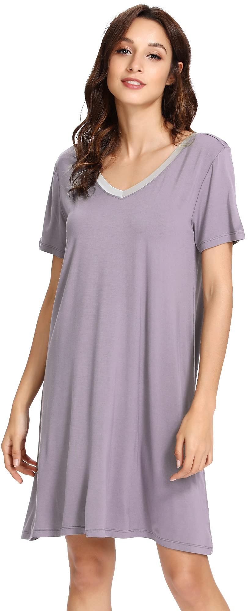 Soft Viscose Bamboo Nightgowns for Women - Breathable Plus Size Sleep Shirts & Short Sleeve Pajamas (Sizes S-4X) - Perfect for Summer Nights, Lounging & Comfortable Sleepwear