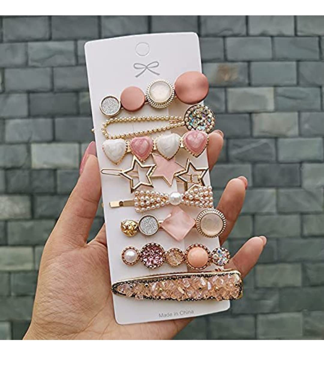 DOLLIT 8-Pack Geometric Hollow Metal Hair Clips for Women & Girls - Korean Style Barrettes with Pearl Accents | Perfect for School, Work, Parties & Everyday Hairstyling