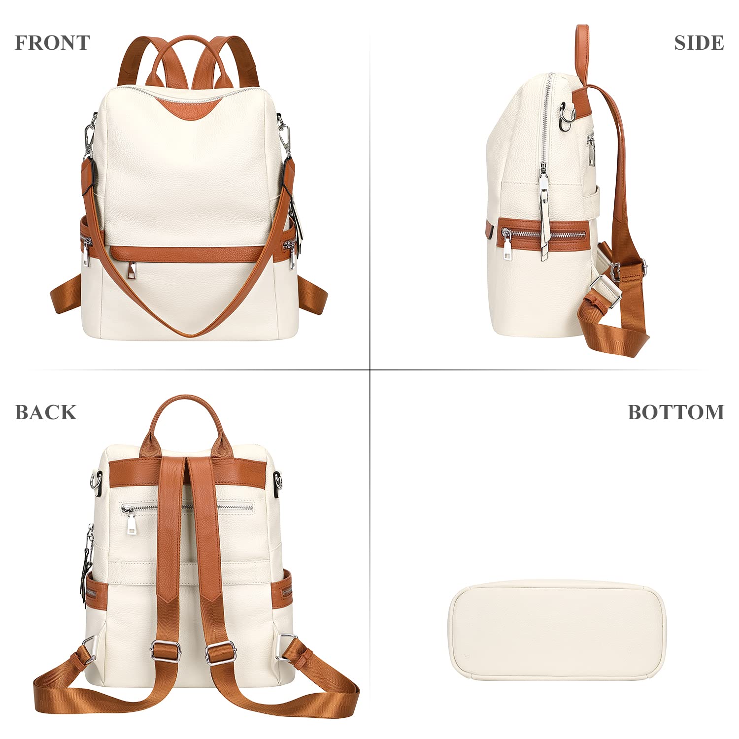 ALTOSY Genuine Leather Backpack for Women - Elegant Ladies Leather Shoulder Bag Purse - Perfect for Work, Travel & College