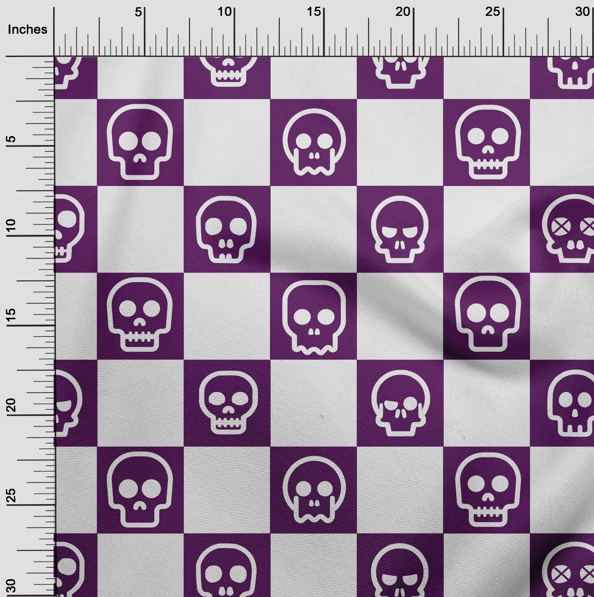 oneOone Rayon White Skull Print Fabric by The Yard - 56 Inch Wide DIY Sewing Material for Clothing, Crafts & Home Decor Projects