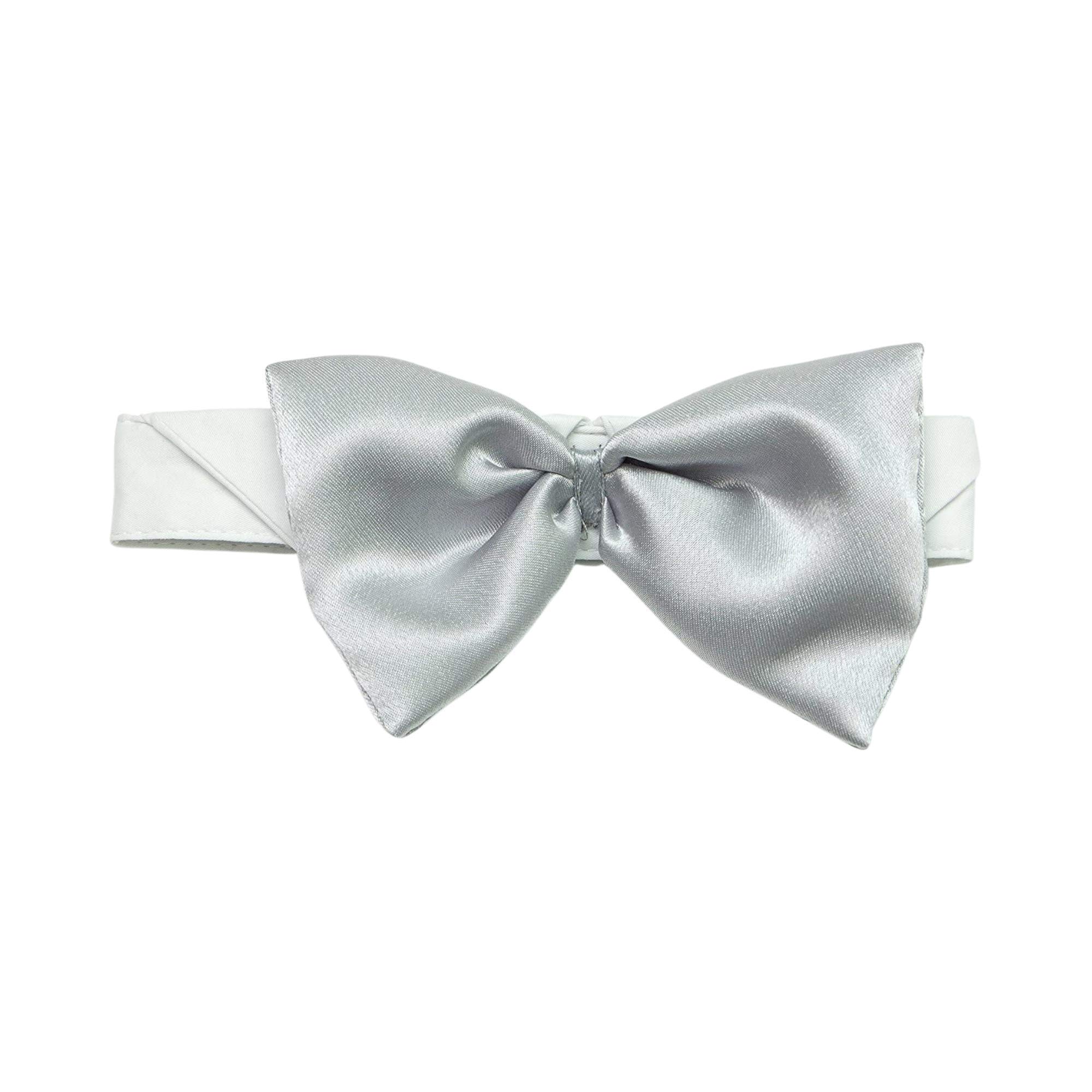 Midlee Gray Satin Bow Tie Dog Wedding Collar - Large Size Formal Pet Accessory for Weddings, Parties & Special Occasions