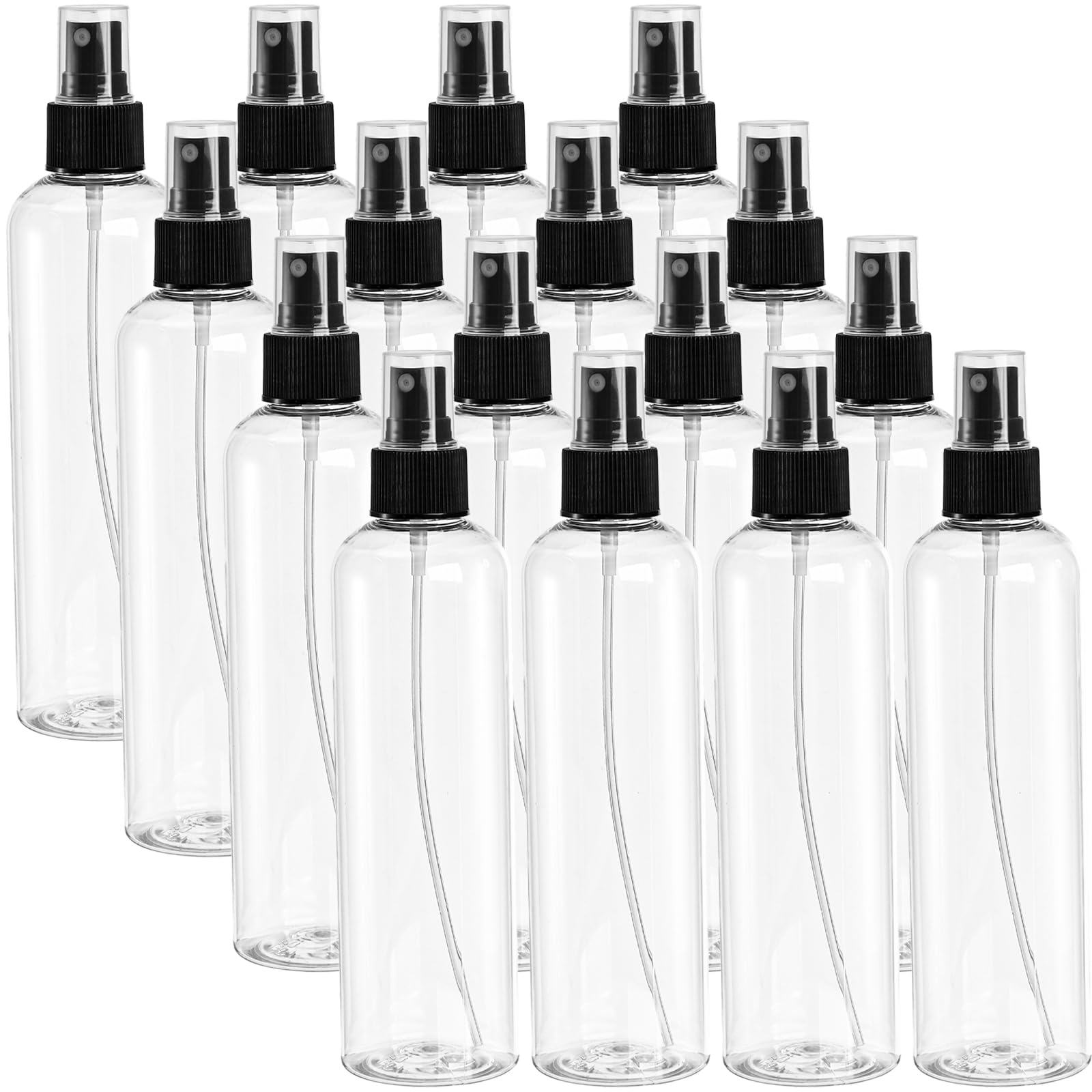 Bekith 16 Pack 8 oz Clear Plastic Spray Bottles - Fine Mist Empty Sprayer with Pump Cap for Essential Oils, Perfumes, Hair Care & Travel - Perfect for DIY Beauty, Home Cleaning & Gardening Solutions
