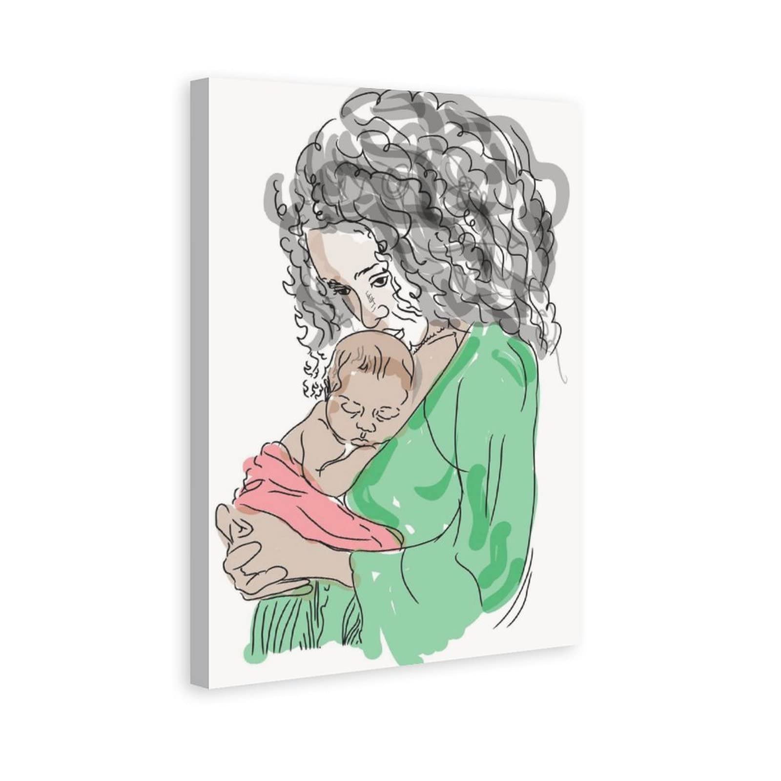 Mother and Child Painting Canvas Poster - Sports Landscape Wall Art Decor for Living Room, Bedroom, Office - 20x30 Inches (50x75cm) - Perfect Gift for Home Decoration & Interior Design