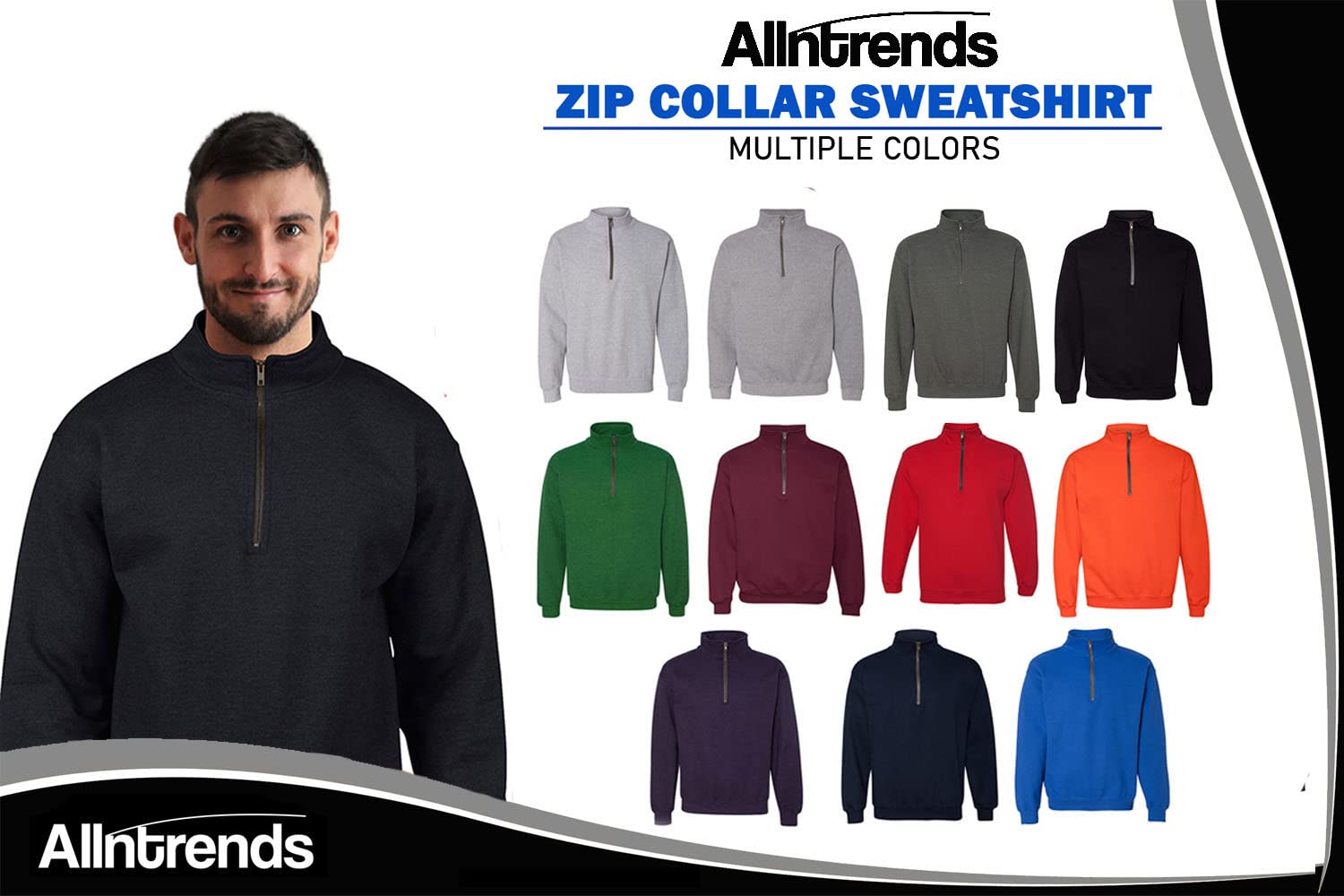 ALLNTRENDS NASA Embroidered Zip Collar Sweatshirt for Adults - Stylish Space-Themed Pullover for Men & Women | Perfect for Casual Wear, Street Fashion & Outerwear