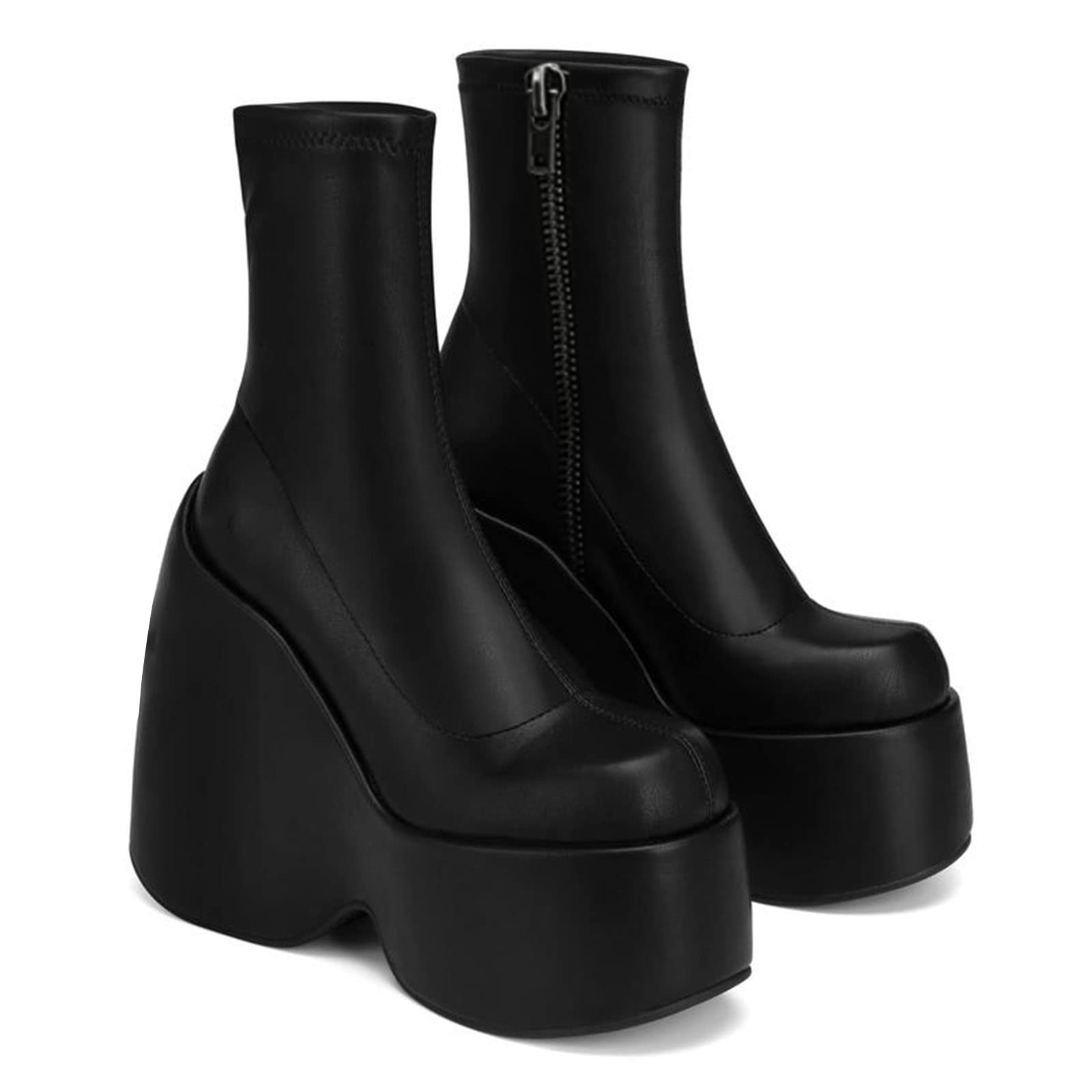 VOMIRA Women's Knee High Boots - Pointed Toe Chunky Block Heel Mid Calf Boots with Zipper, Waterproof Leather Stretch Material for Winter, Rain & Snow | Perfect for Office, Party, Dating & Night Out