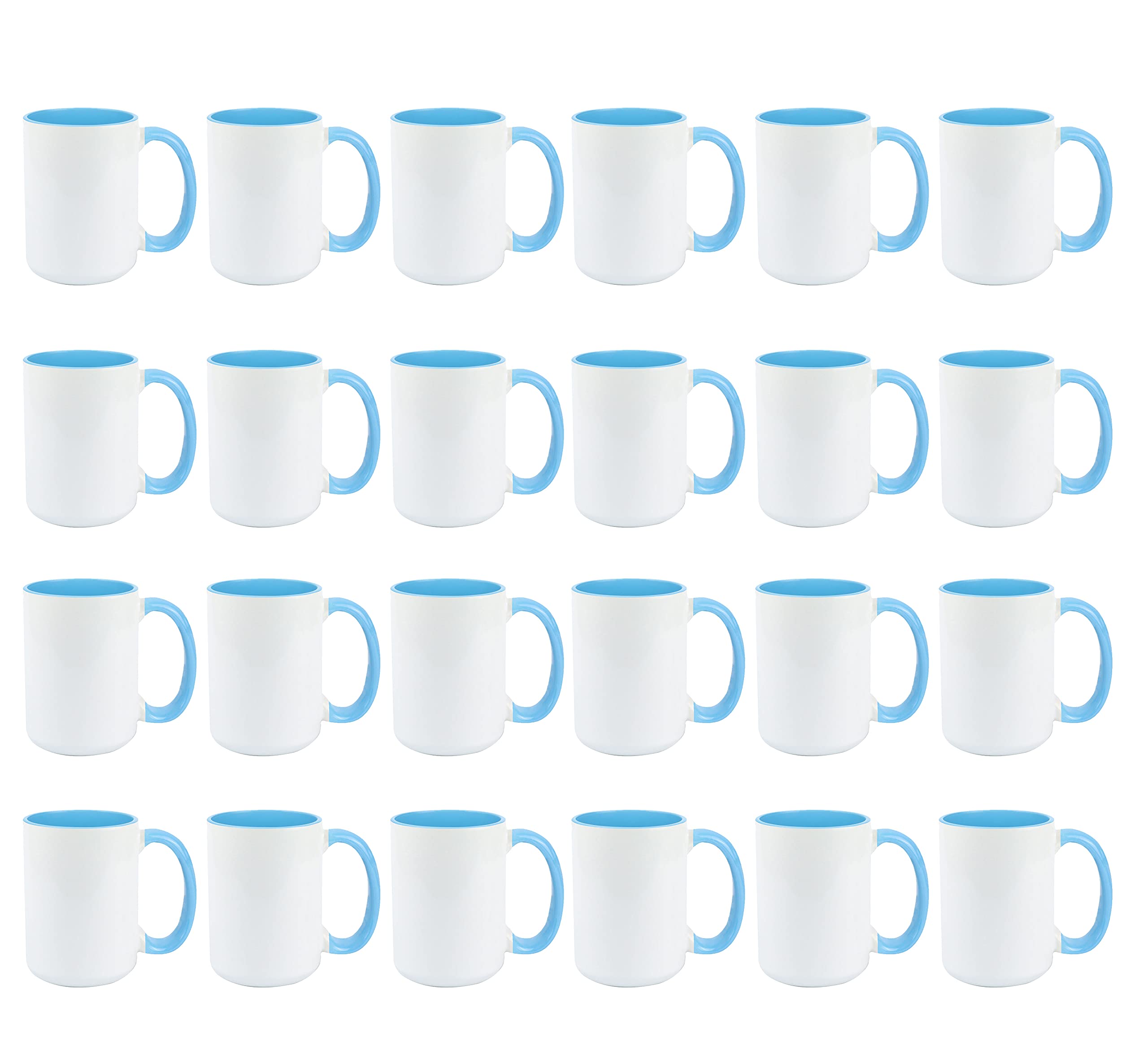 Premium 15oz Ceramic Sublimation Coffee Mug - Turquoise (Pack of 24) - Ideal for Custom Printing, Office Gifts & Bulk Promotional Items