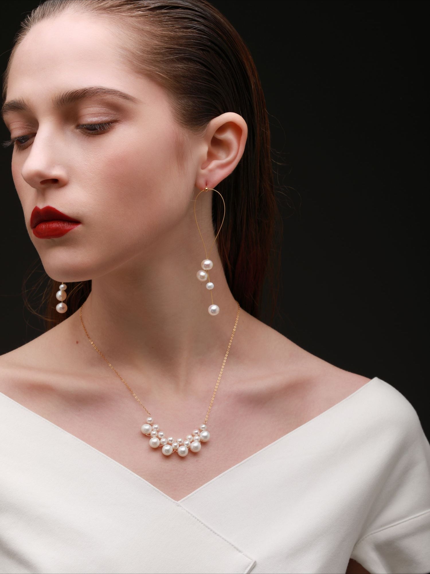 COCOKIM Embellished Pearl Cloud Necklace - Elegant Layered Pearl Choker for Women | Perfect for Weddings, Parties & Date Nights