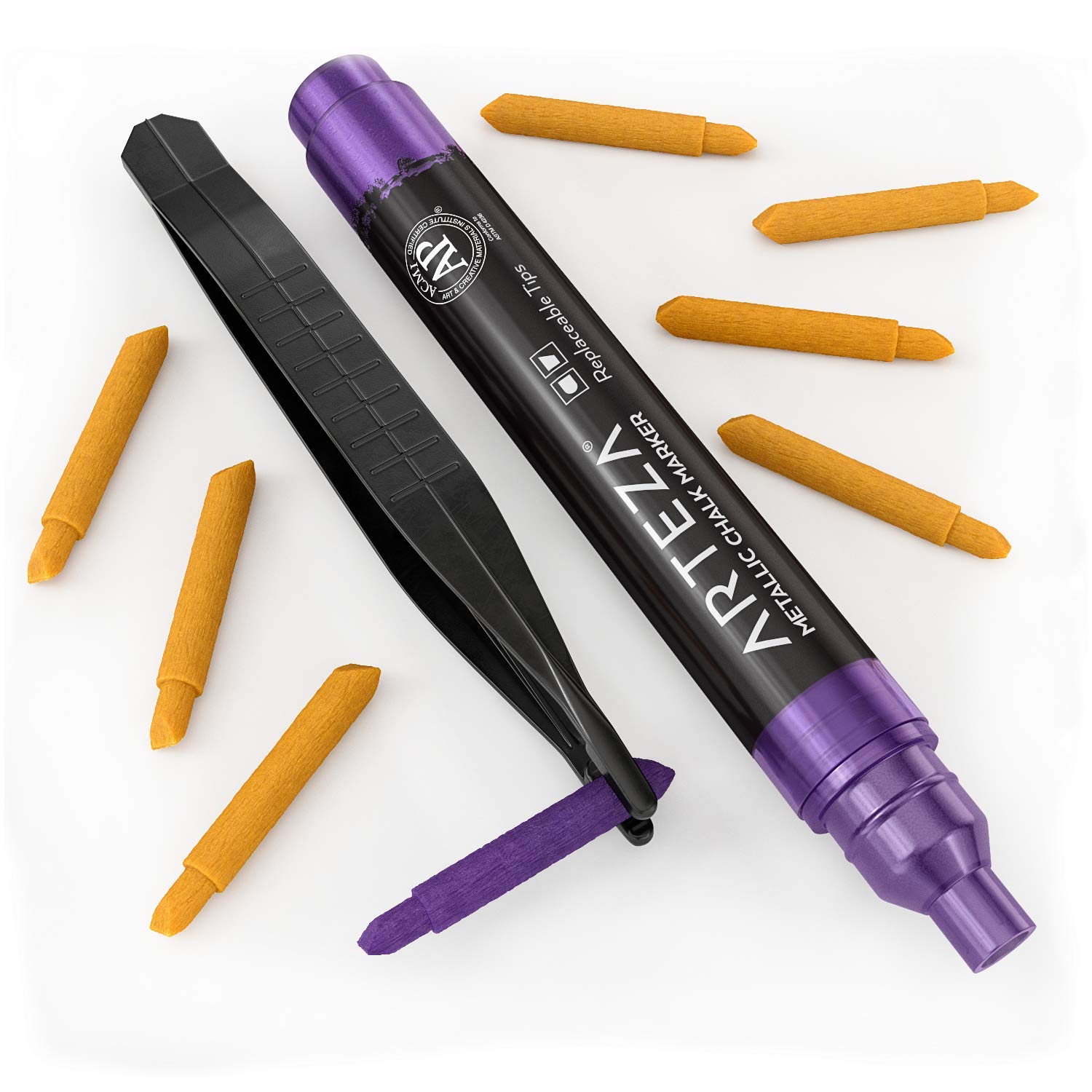 ARTEZA Liquid Chalk Markers Set of 8 - Vibrant Metallic Colors, Erasable & Non-Toxic - Perfect for Chalkboards, Windows, Signs, Bistro Boards & DIY Crafts