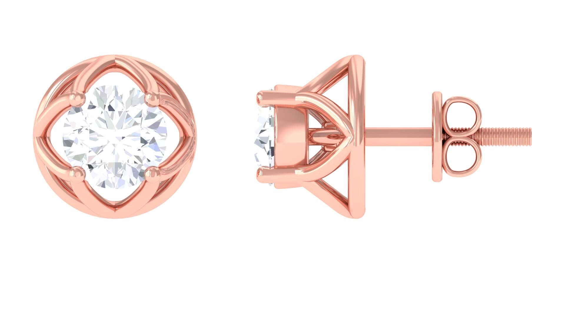 1 CT Moissanite Stud Earrings for Women - 14K Solid Gold Simple Solitaire Earrings - Perfect for Wedding, Anniversary, Birthday Gifts & Everyday Wear