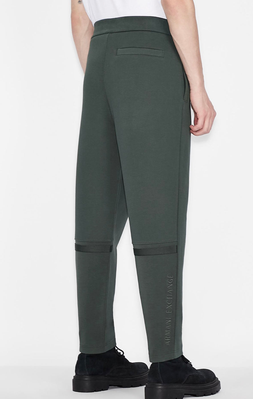 ARMANI EXCHANGE Men's Cotton Blend Jersey Jogger Sweatpants - Comfortable Casual Green Pants for Lounge, Gym & Streetwear Fashion