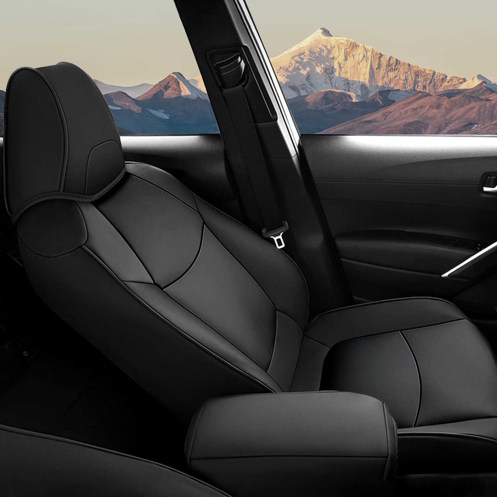 AOMSAZTO Custom Fit Leather Seat Covers for Toyota Corolla 2020 2021 2022 (L, LE) - Full Set Black Car Seat Protectors | Premium Interior Upgrade for Daily Commute & Road Trips