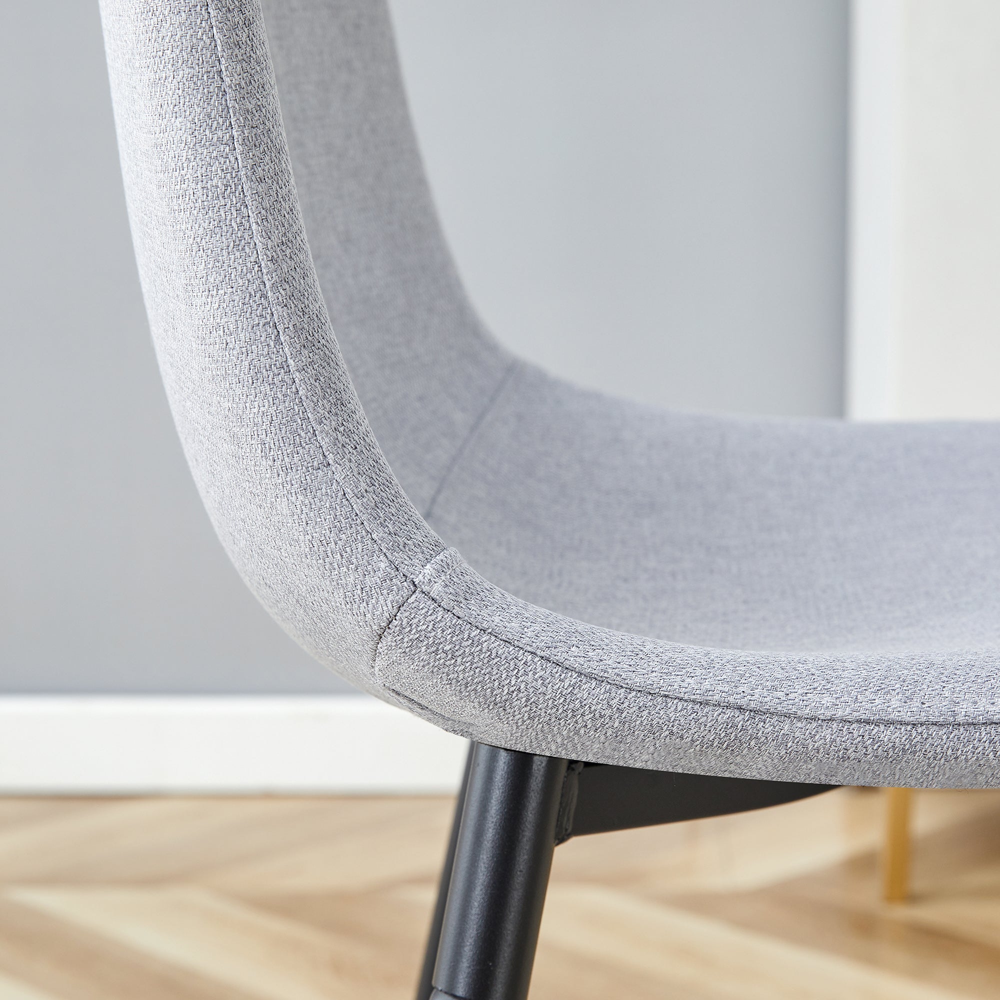 6-Piece Light Gray Linen Cotton Dining Chair Set - Comfortable Integrated Seat & Backrest for Modern Home Decor | Perfect for Kitchen, Dining Room & Small Spaces