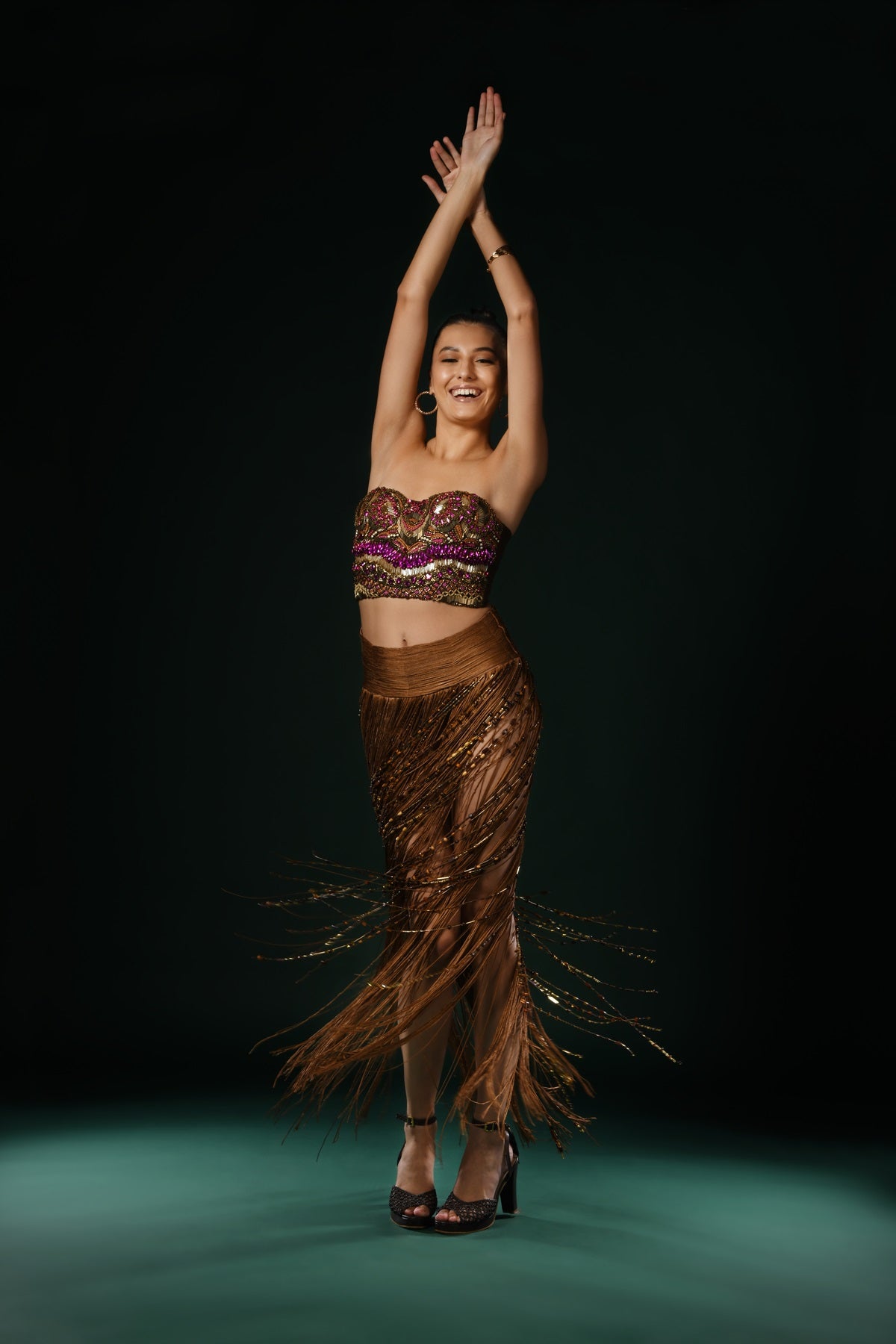 Elegant Silk Fringed Skirt with Beaded Tassels - Boho Chic Maxi Skirt for Women, Perfect for Festivals, Beach Vacations and Summer Parties