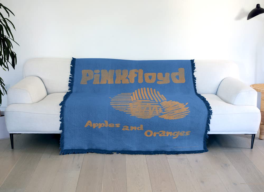Pink Floyd Blanket 50x60 Inches - Soft Cotton Blend Woven Tapestry Throw with Fringe - Apples & Oranges Design - Cozy Bedspread for Home, Dorm, Concert Gift & Music Lover Decor