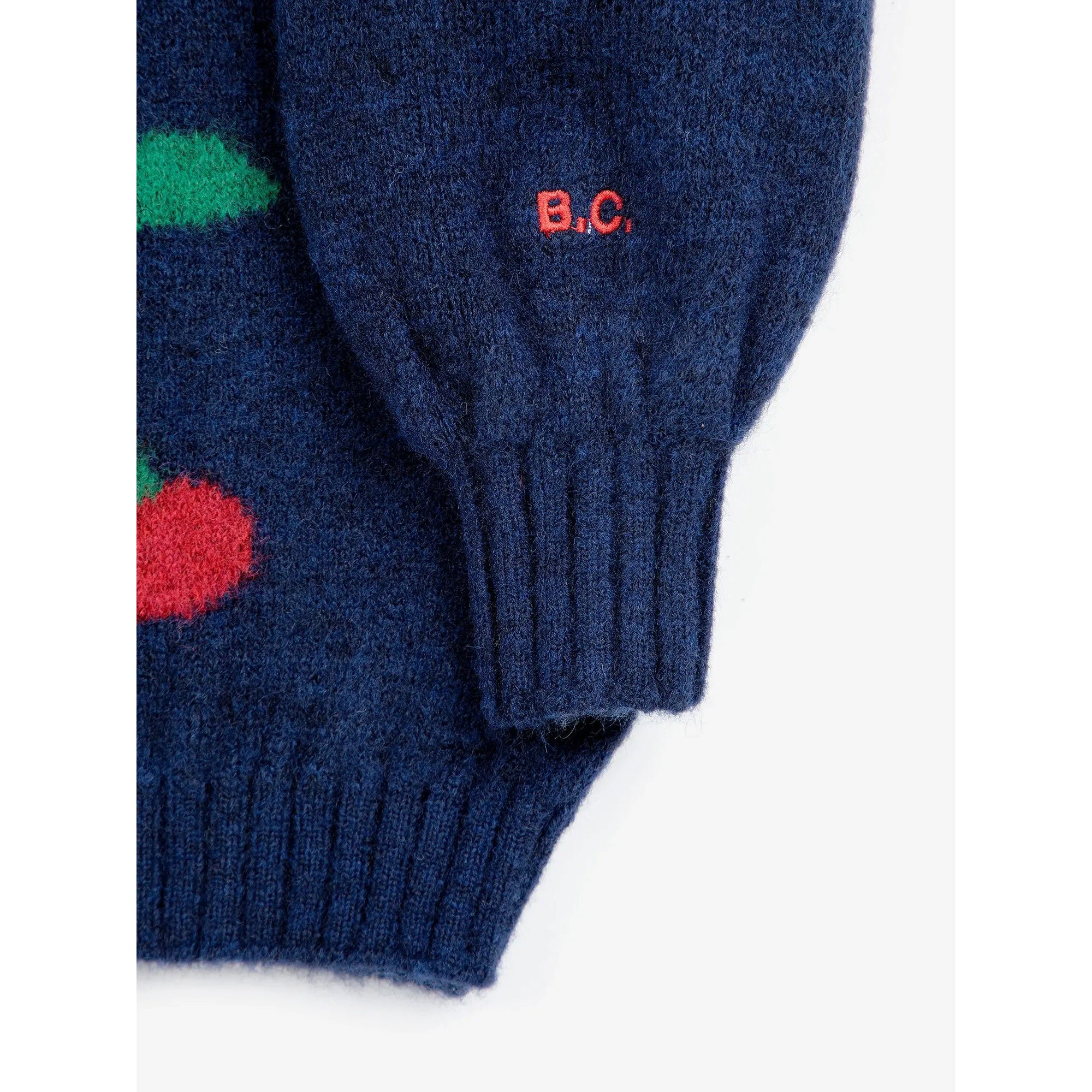Bobo Choses Bobo Cherry Print Turtle Neck Jumper - Navy Blue Sweater for Women | Cozy Winter Fashion, Casual Outfit & Holiday Style