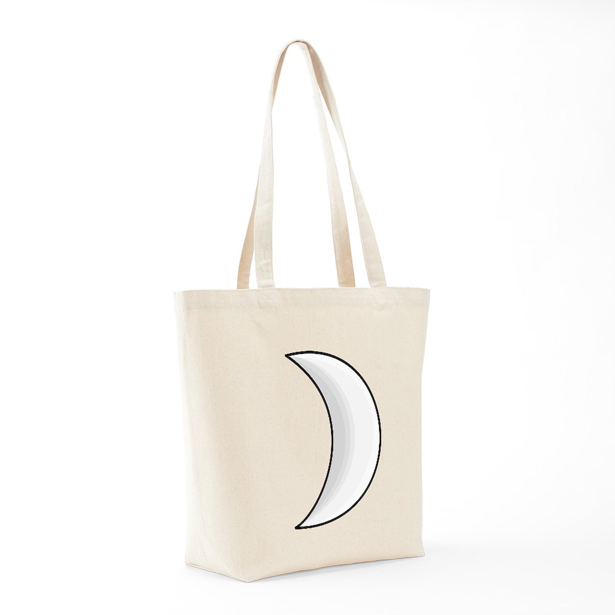 Silver Moon Crescent Tote Bag - Natural Canvas Reusable Shopping Bag for Women | Eco-Friendly Grocery Tote, Beach Bag & Everyday Carry-All