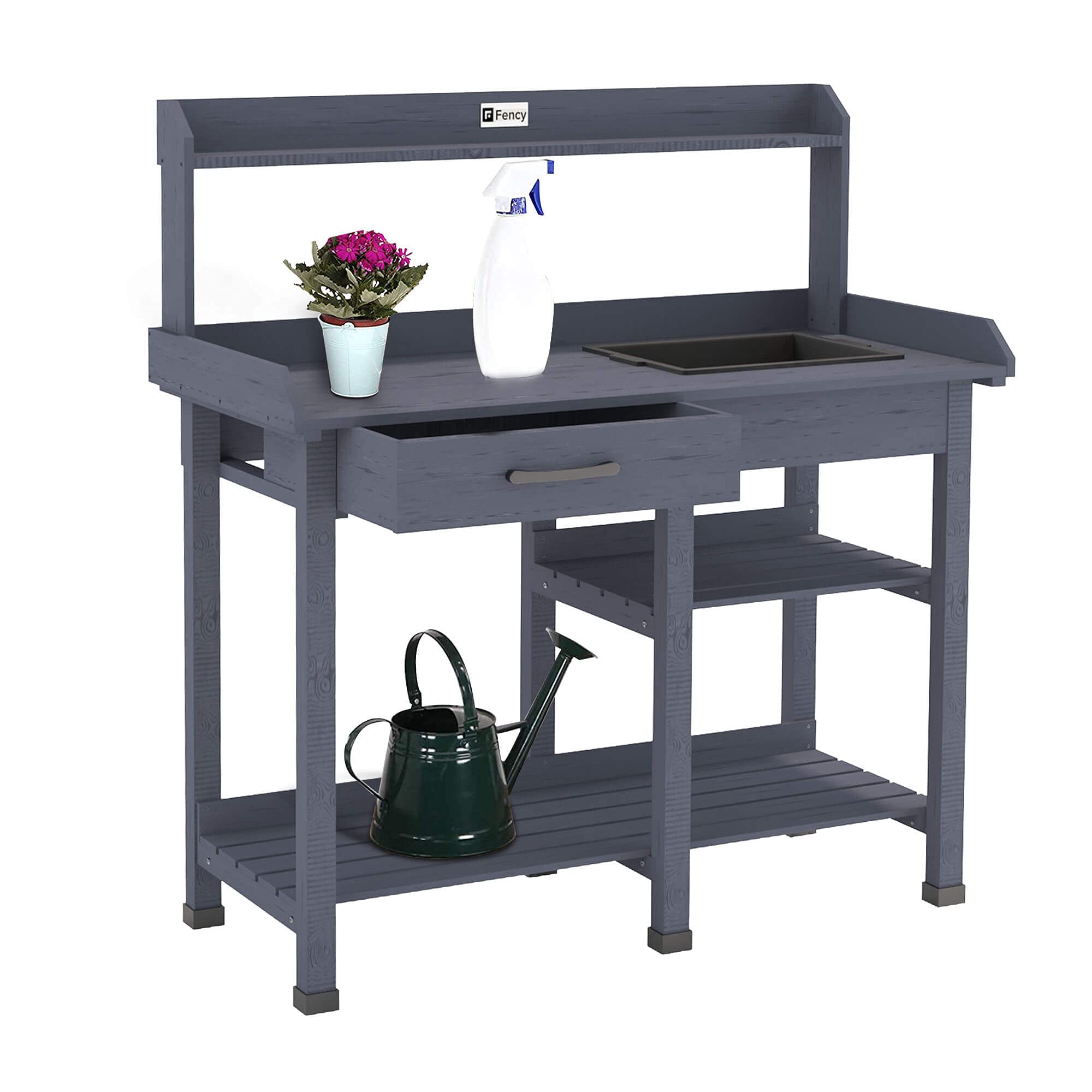 **Elevens Outdoor Potting Bench with Sink & Drawer - Heavy Duty Garden Work Table for Planting, Storage & Organizing - Perfect for Patio, Backyard & Greenhouse Use**