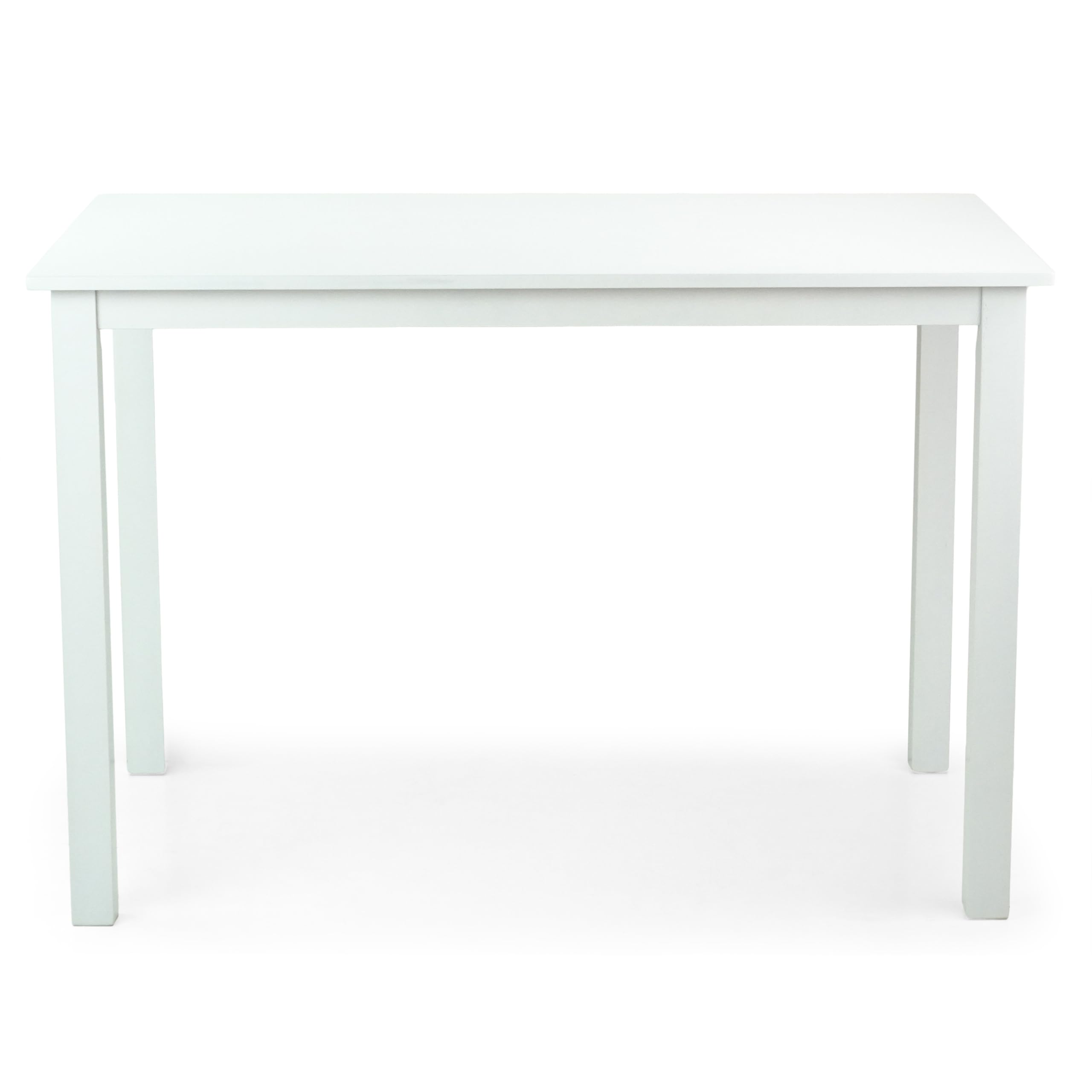 Modern White Wooden Rectangular Dining Table - Contemporary Wickerix Kitchen Table for Dining Room, Breakfast Nook & Small Space Decor