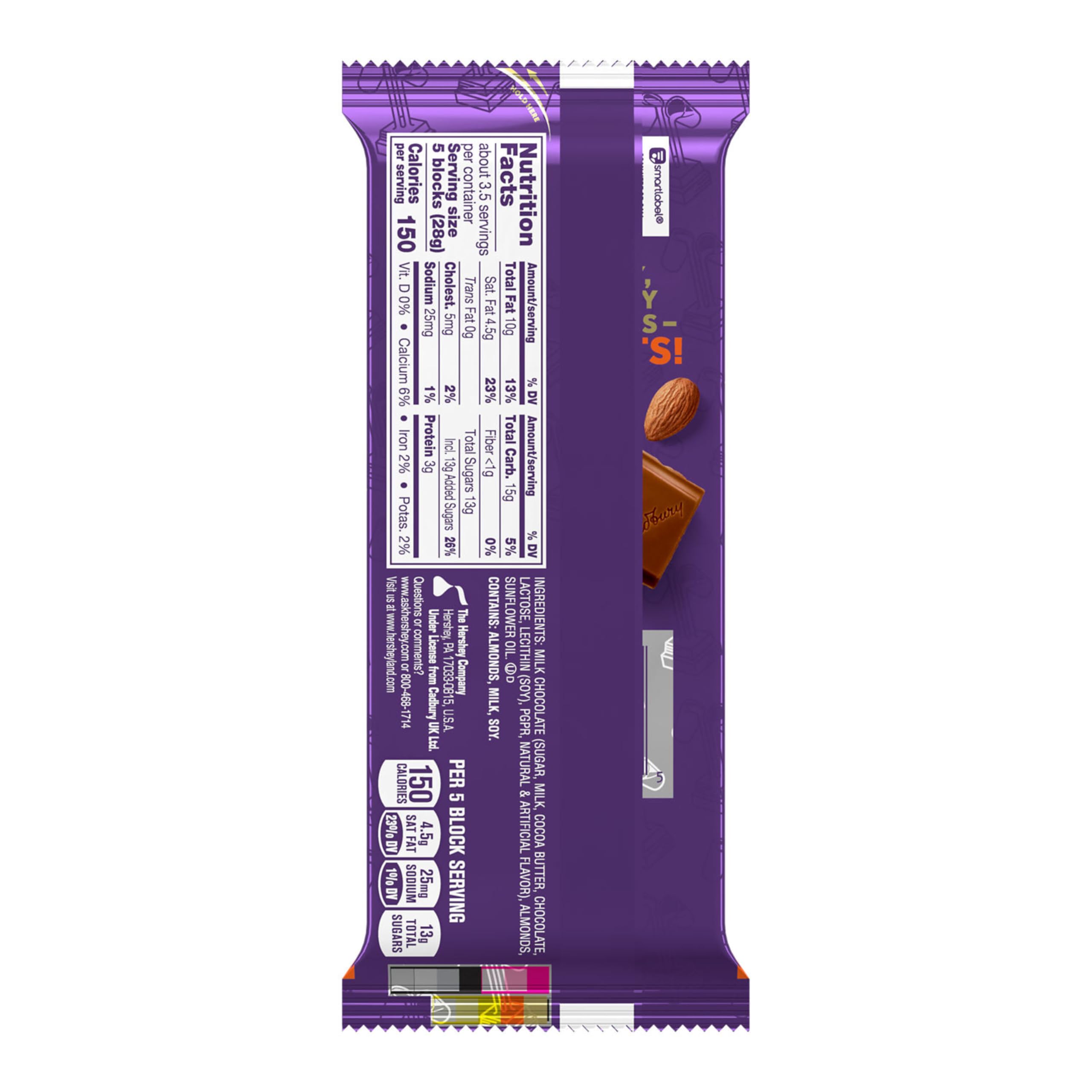 Cadbury Dairy Milk Roast Almond Milk Chocolate Candy Bar - 3.5 oz | Rich & Creamy Chocolate with Crunchy Almonds | Perfect for Gifts, Snacking & Desserts