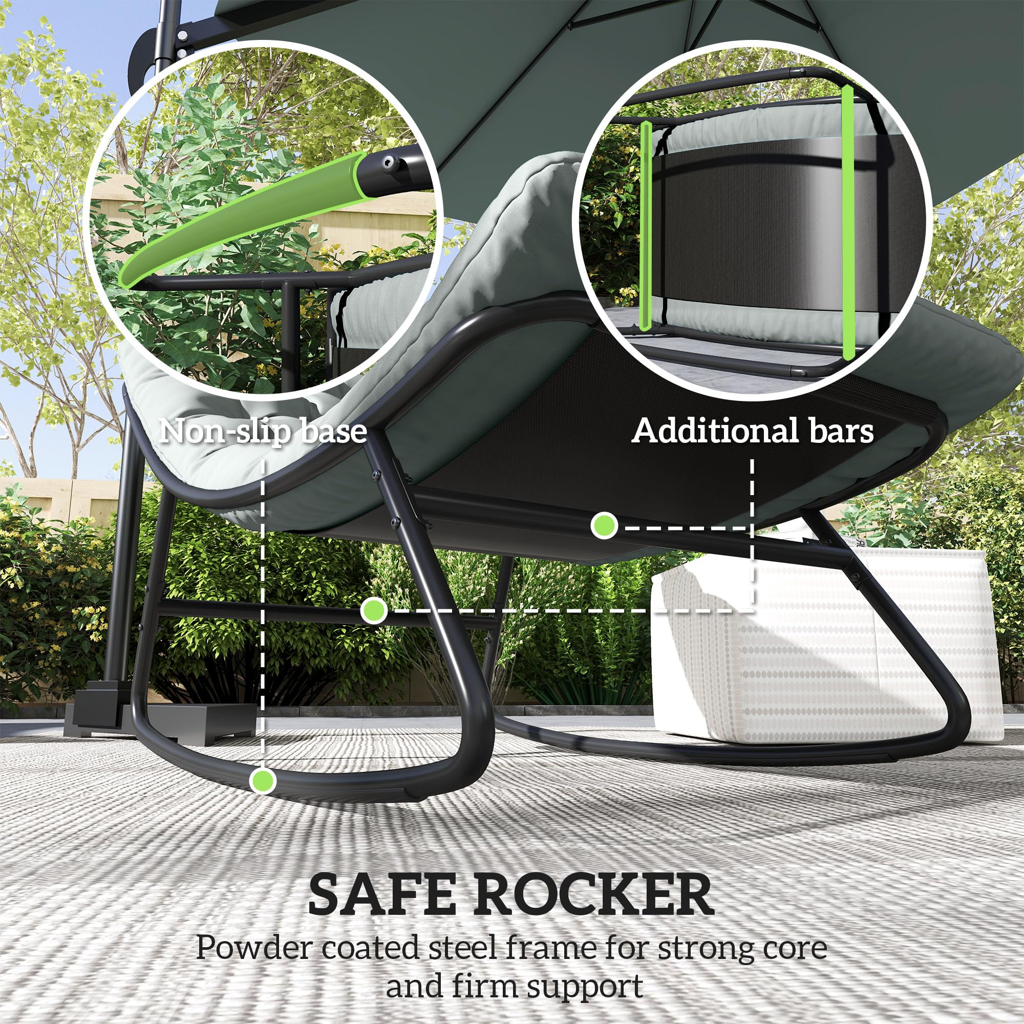 Outsunny 2-Piece Outdoor Rocking Chairs Set with Thick Cushions & Steel Frame, Comfortable Mesh Deep Seat Patio Rockers for Porch, Garden, Backyard – Dark Gray | Perfect for Relaxing, Reading & Enjoying Nature