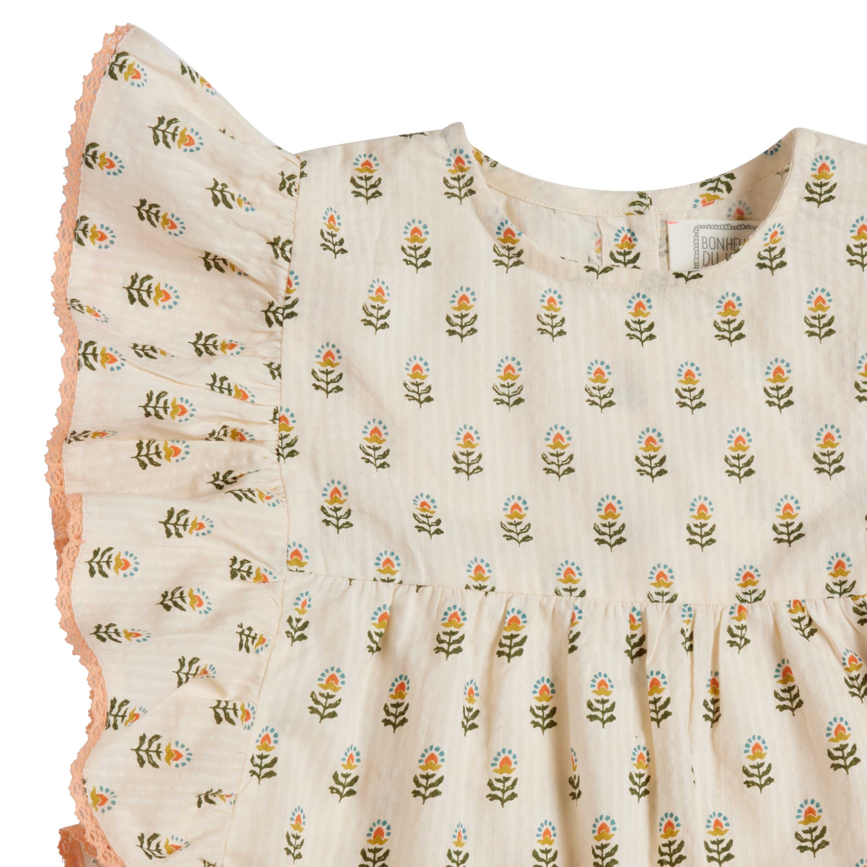 Bonheur du Jour Paris Eulalie Girl Blouse Rosee - Elegant French Floral Blouse for Girls | Perfect for School, Parties & Special Occasions