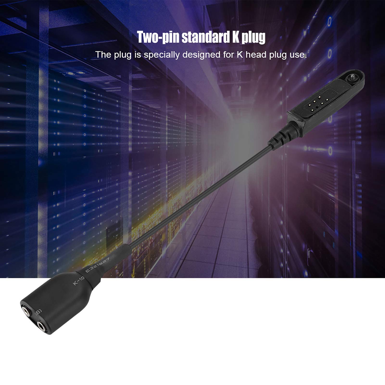 2-Pin Standard K Plug Audio Cable Adapter for Baofeng UV-5R, UV-82, Retevis RT5 & More - Walkie Talkie Headset Adapter for Communication, Outdoor Activities & Emergency Use