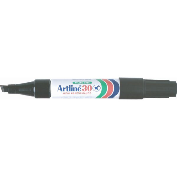 Artline 30 Permanent Marker - Chisel Tip Black (12-Pack) - Ideal for Office, School, Art Projects & Labeling