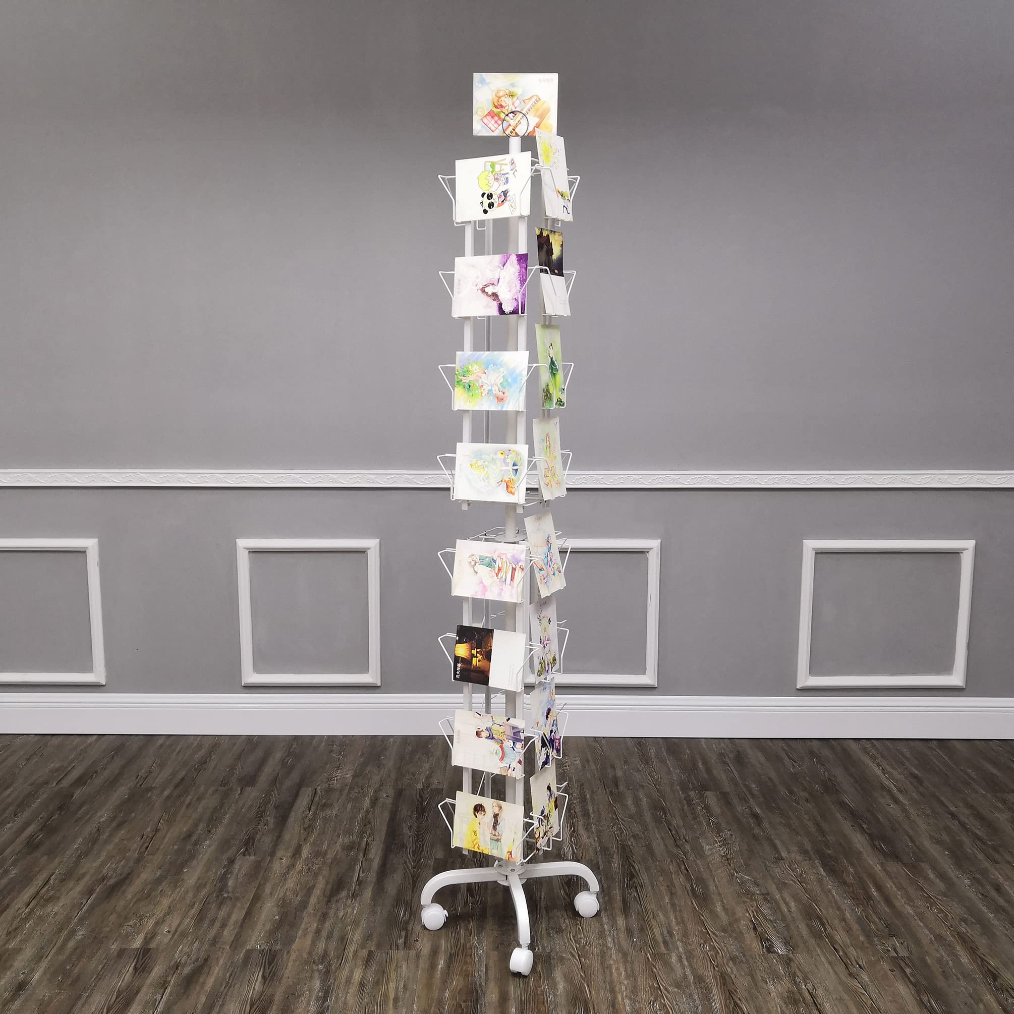 32-Pocket Adjustable Spinning Display Rack for Greeting Cards - 5x7, 7x5 up to 8.5