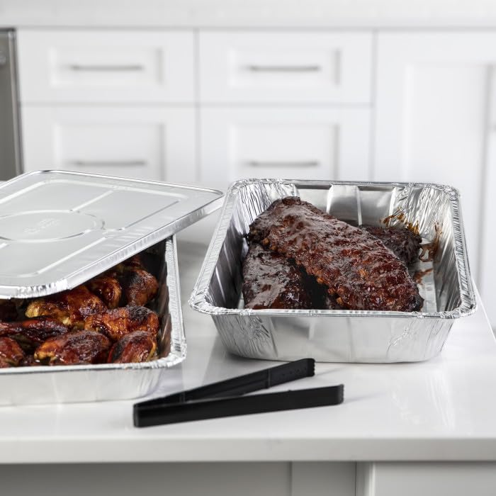 Pactiv Y6050XH Full Size Aluminum Steam Pans with Ribbed Design - 20.75