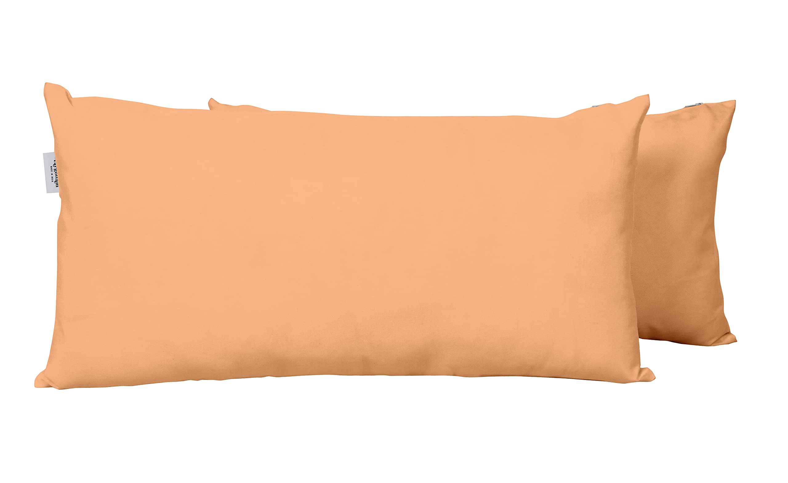 All-Weather Waterproof Indoor/Outdoor Decorative Lumbar Pillow Set of 2 - Light Peach Polyester Fabric with Insert - Perfect for Patio Furniture, Sofa & Bed Decor