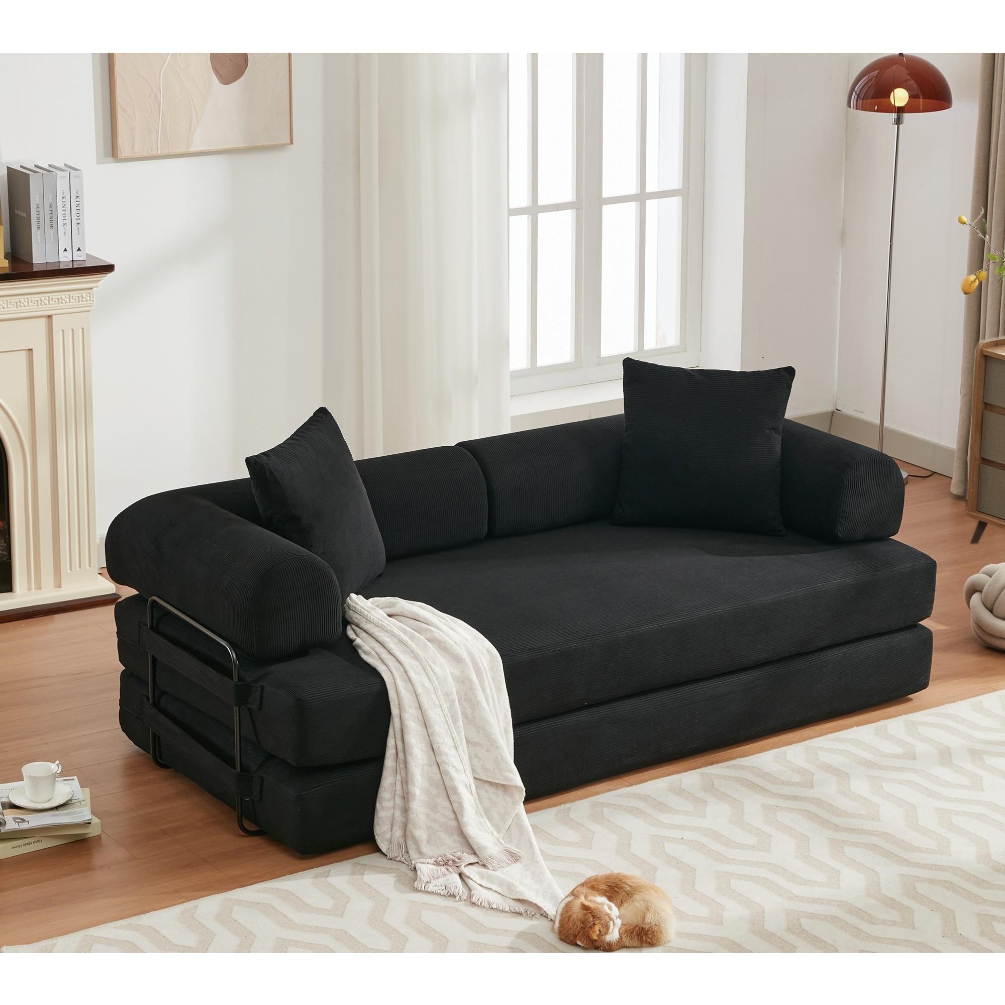 3-Seat Folding Sofa Bed - King Size Convertible Sleeper with High-Density Foam & Non-Slip Pad - Perfect for Small Spaces, Guest Rooms & Apartments