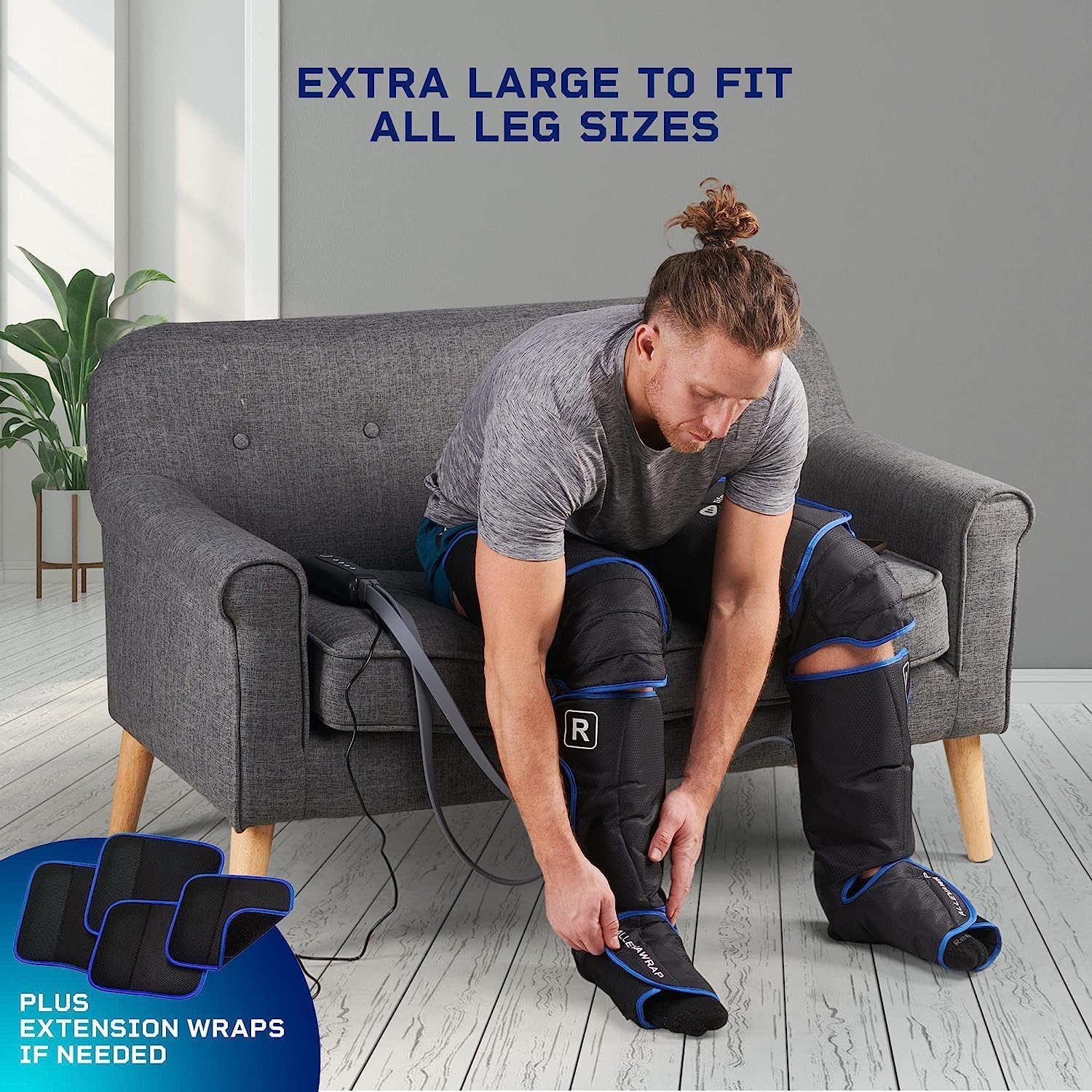 LifePro Leg Massager for Circulation and Pain Relief - Certified Leg Compression Massage Boots with Heat Therapy, Foot & Calf Massager, Recovery Machine with 5 Modes & 2 Extension Wraps - Ideal for Athletes, Office Workers & Post-Surgery Recovery