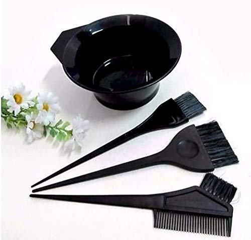 Professional Hair Color Mixing Bowl Set with 3 Brushes & Comb - Black | Salon-Grade Dye Tools for At-Home Hair Coloring, DIY Highlights & Ombre Styling