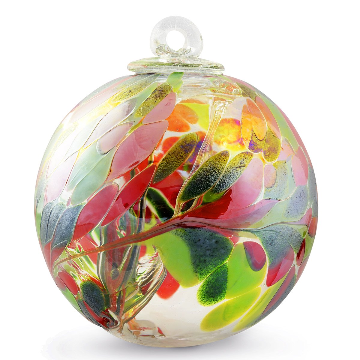 Iridescent Witch Ball Sentinel - Handmade Iron Art Glass Decor for Home & Garden Protection | Perfect for Windows, Porches, and Outdoor Spaces
