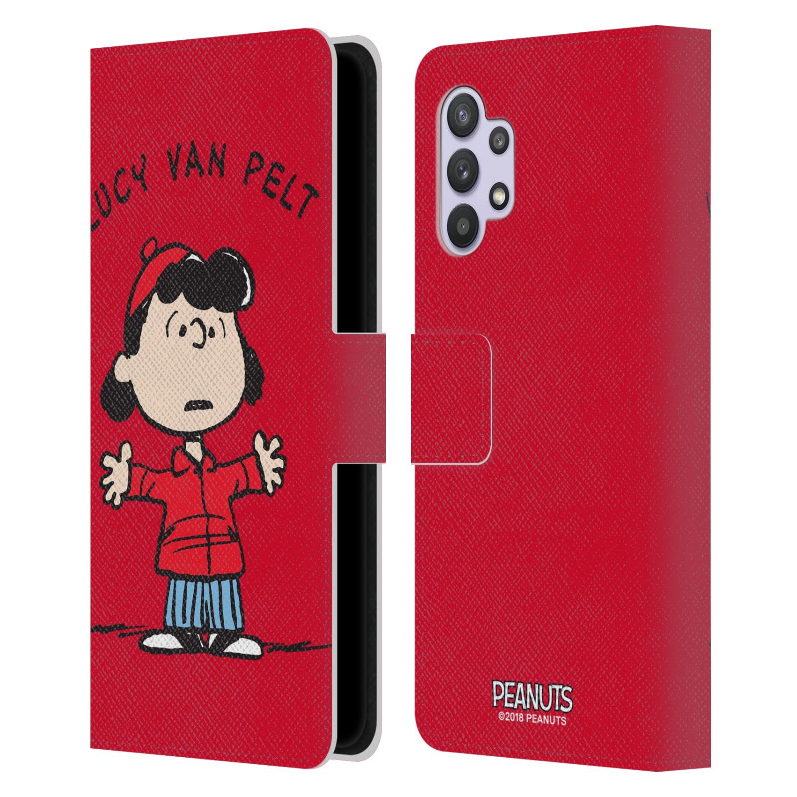 Head Case Designs Peanuts Lucy Van Pelt Leather Book Wallet Case for Samsung Galaxy A32 (2021) – Officially Licensed, Perfect for Work, Travel & Daily Use